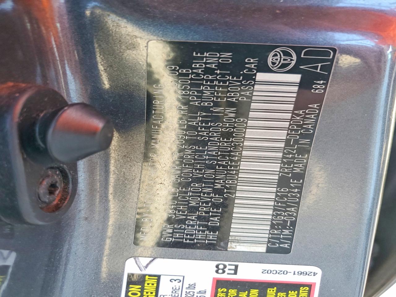 2010 Toyota Corolla Le Gray vin: 2T1BU4EE4AC300009