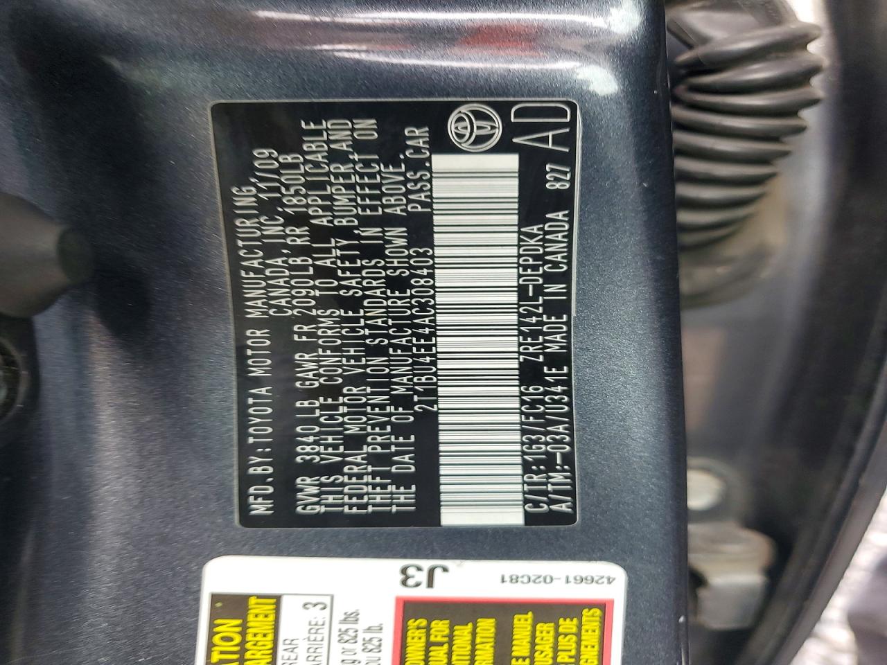 2010 Toyota Corolla Le Gray vin: 2T1BU4EE4AC308403