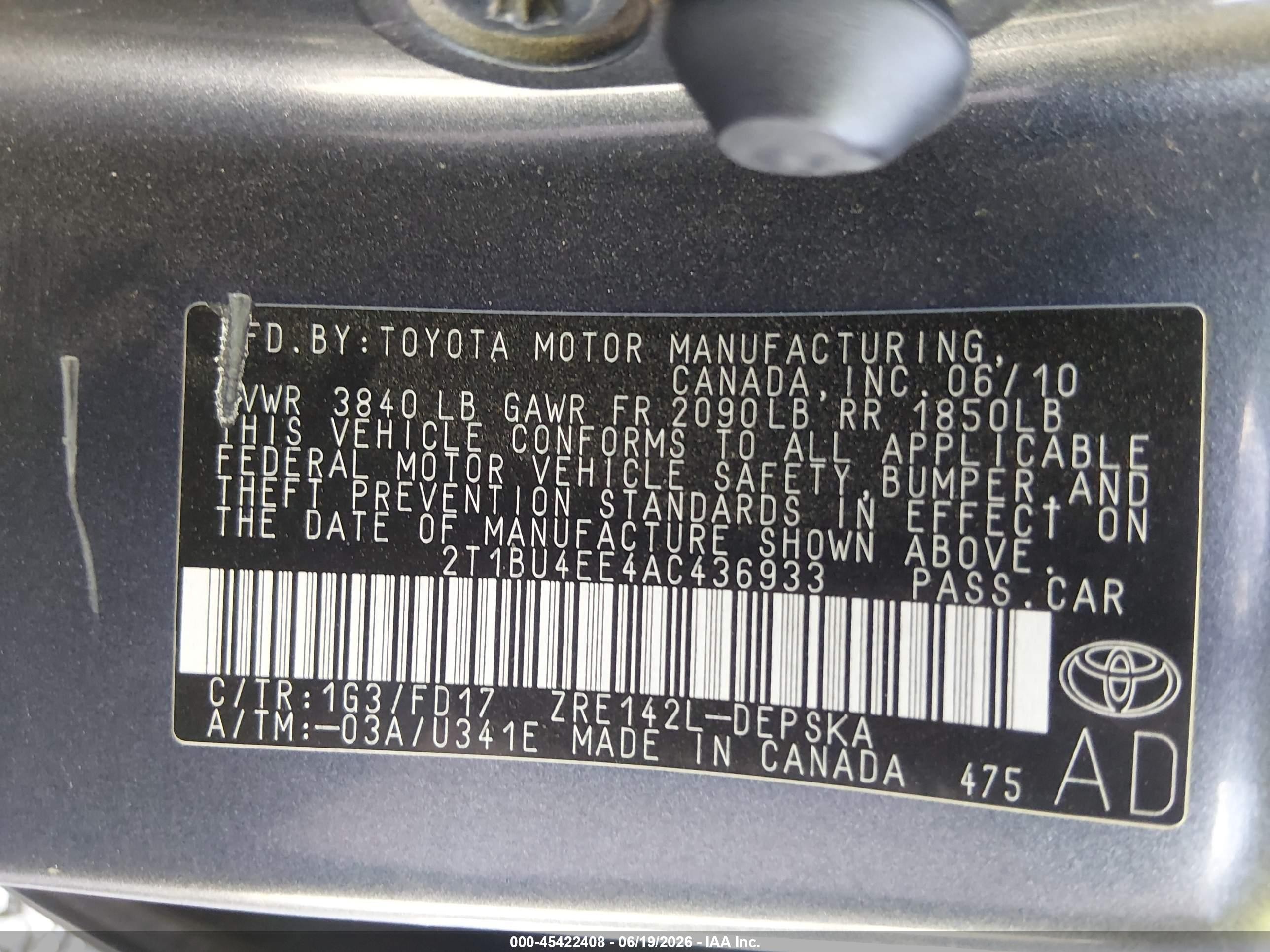 2010 Toyota Corolla S Gray vin: 2T1BU4EE4AC436933
