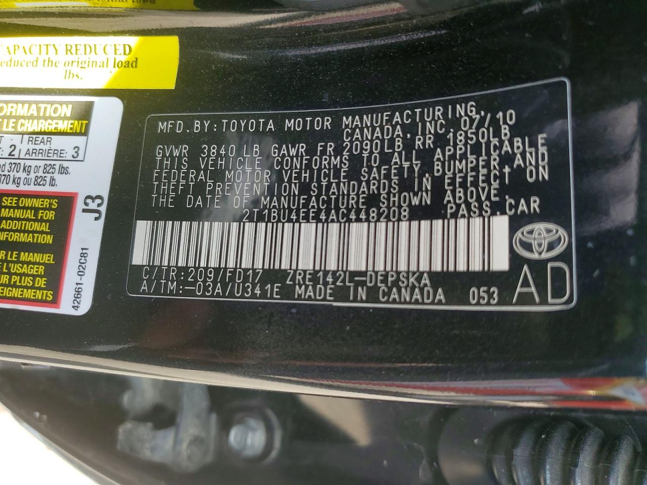 2010 Toyota Corolla S Черный vin: 2T1BU4EE4AC448208