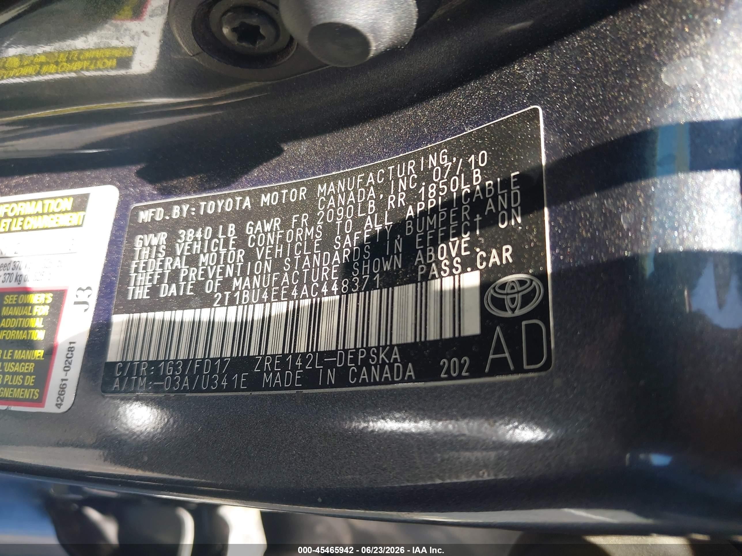 2010 Toyota Corolla S Gray vin: 2T1BU4EE4AC448371