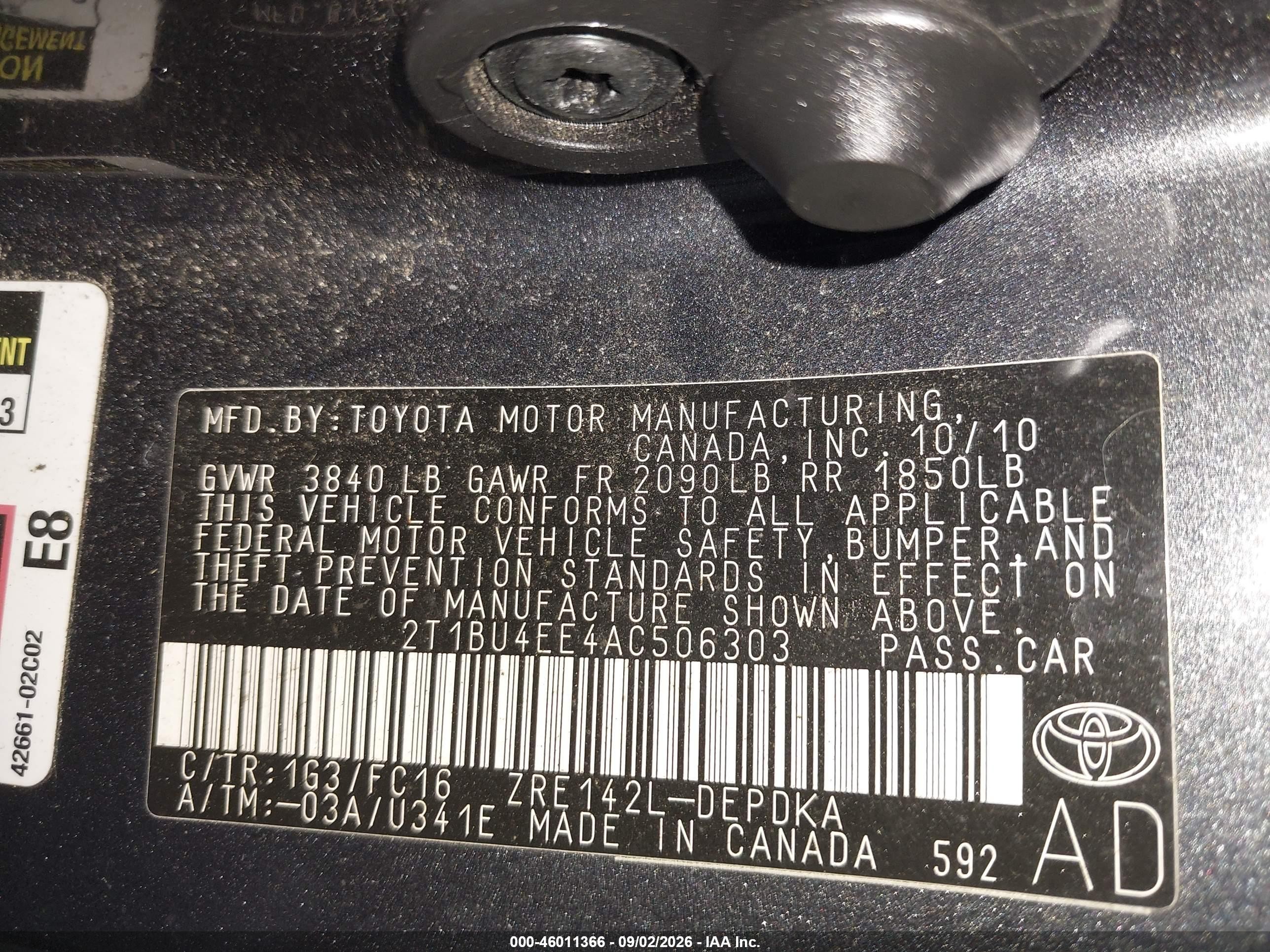 2010 Toyota Corolla Le Серый vin: 2T1BU4EE4AC506303