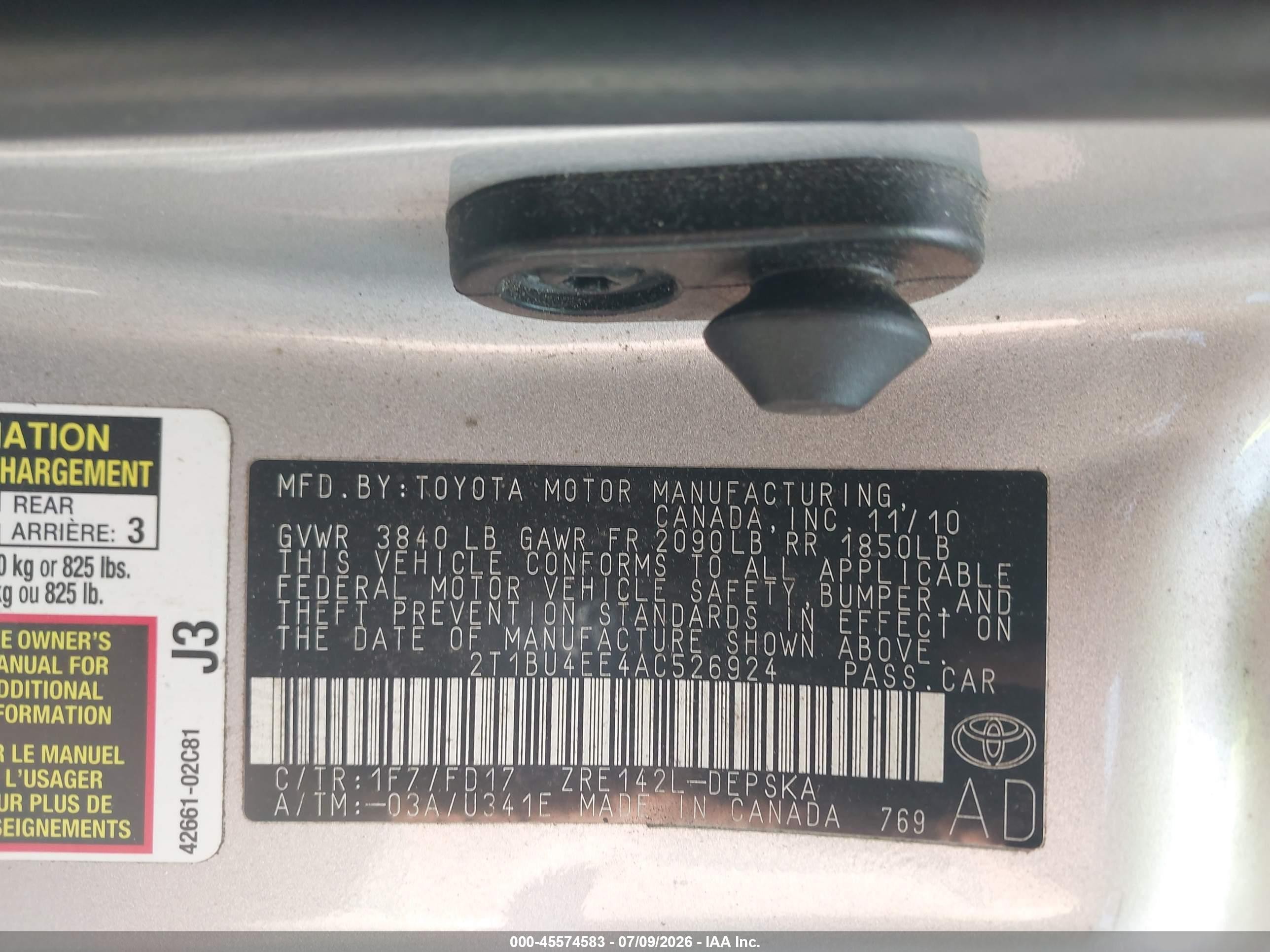 2010 Toyota Corolla S Серебряный vin: 2T1BU4EE4AC526924