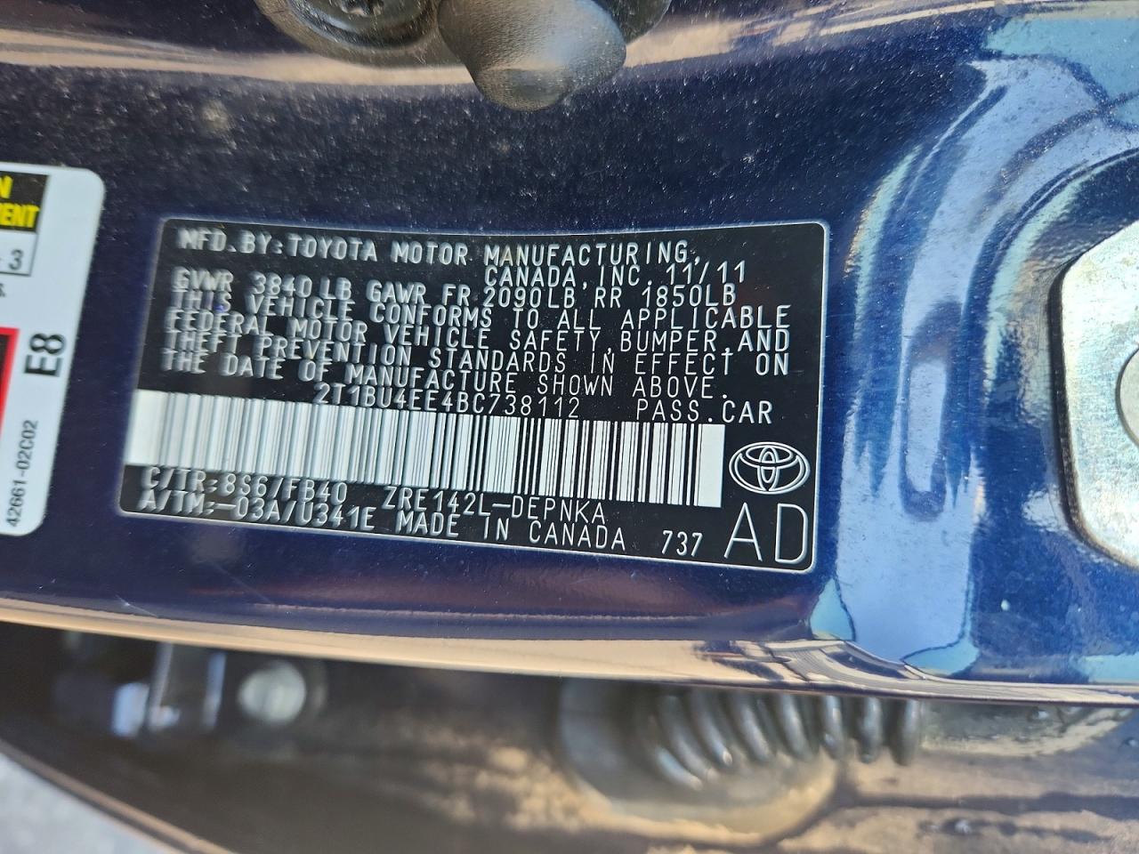 2011 Toyota Corolla Le Blue vin: 2T1BU4EE4BC738112