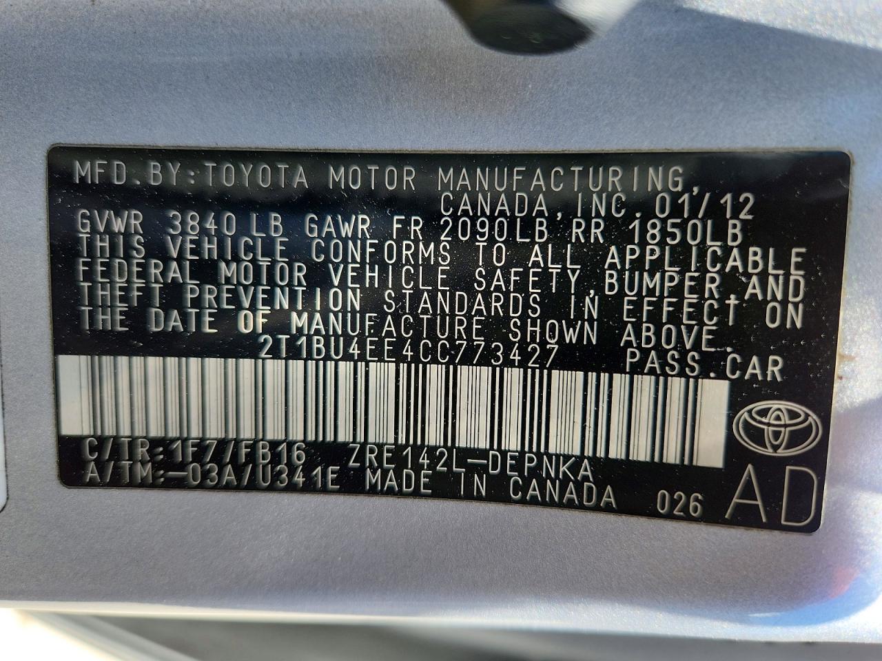2012 Toyota Corolla Le Silver vin: 2T1BU4EE4CC773427