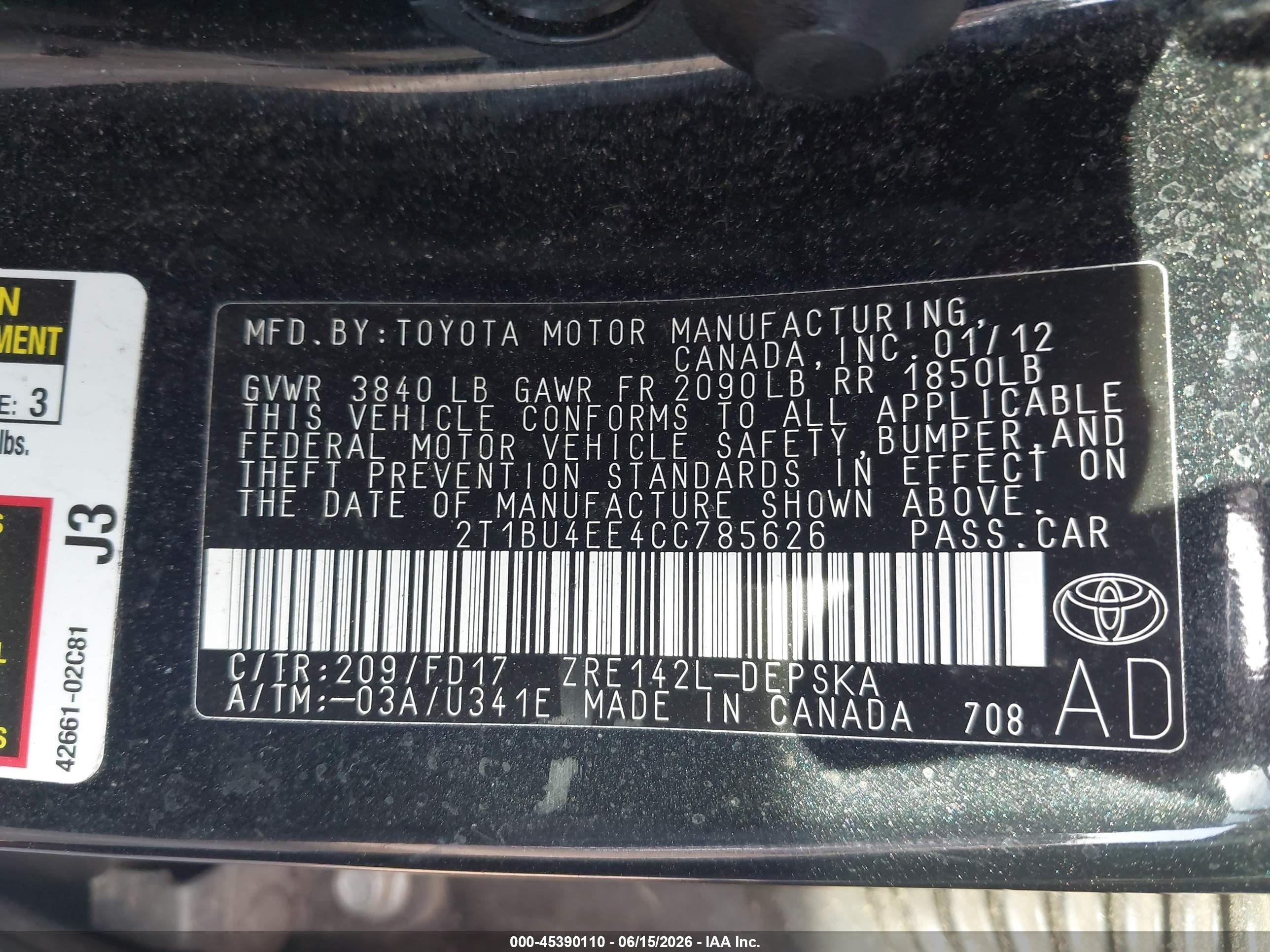 2012 Toyota Corolla S Black vin: 2T1BU4EE4CC785626