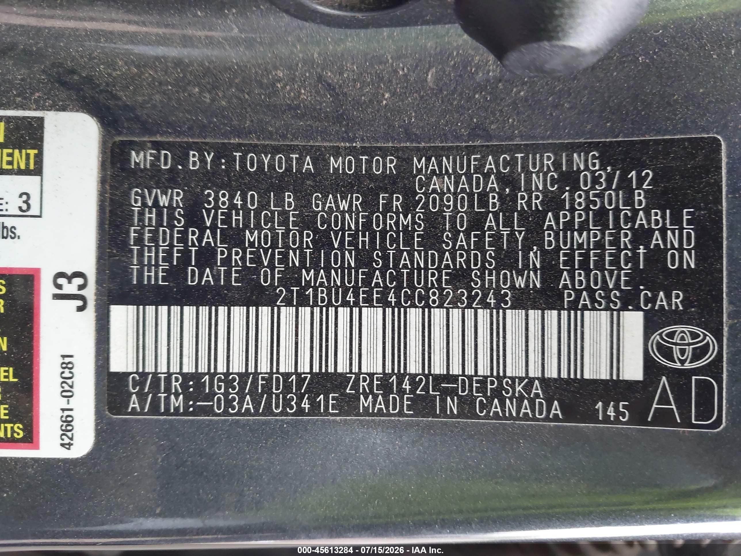 2012 Toyota Corolla S Gray vin: 2T1BU4EE4CC823243