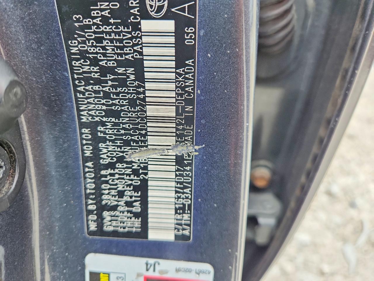 2013 Toyota Corolla S Серый vin: 2T1BU4EE4DC027447