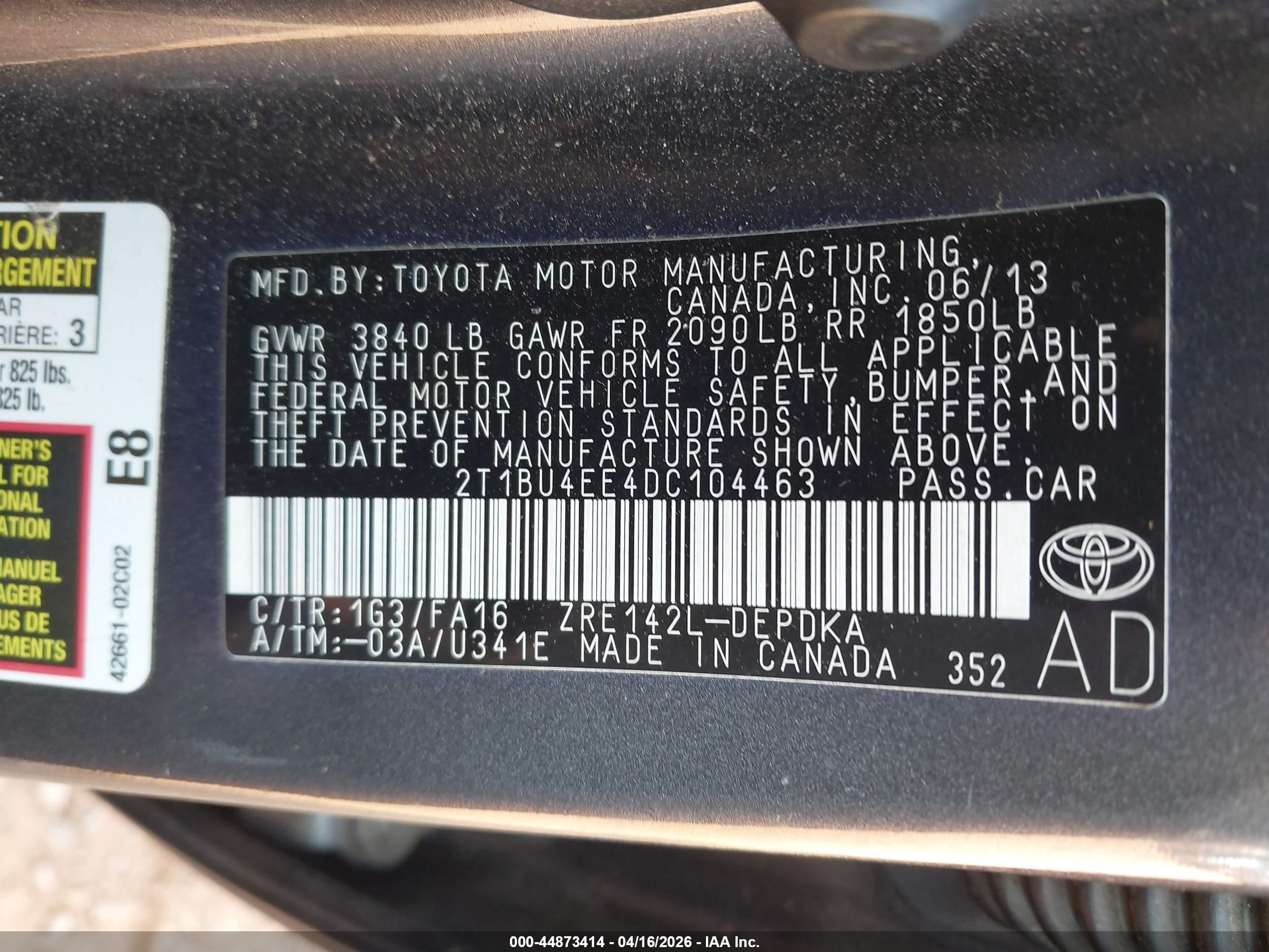 2013 Toyota Corolla L Gray vin: 2T1BU4EE4DC104463