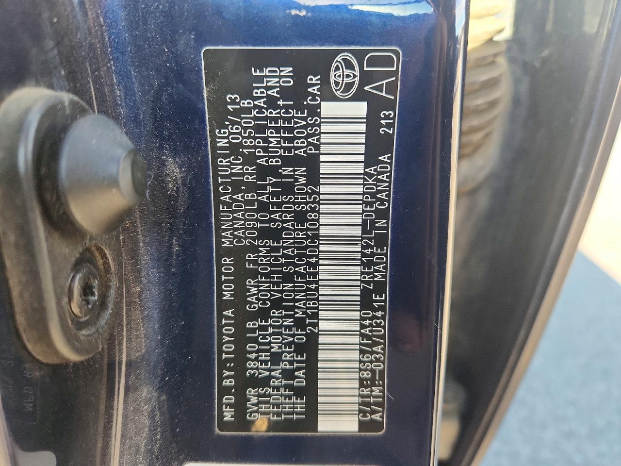 2013 Toyota Corolla L Синий vin: 2T1BU4EE4DC108352