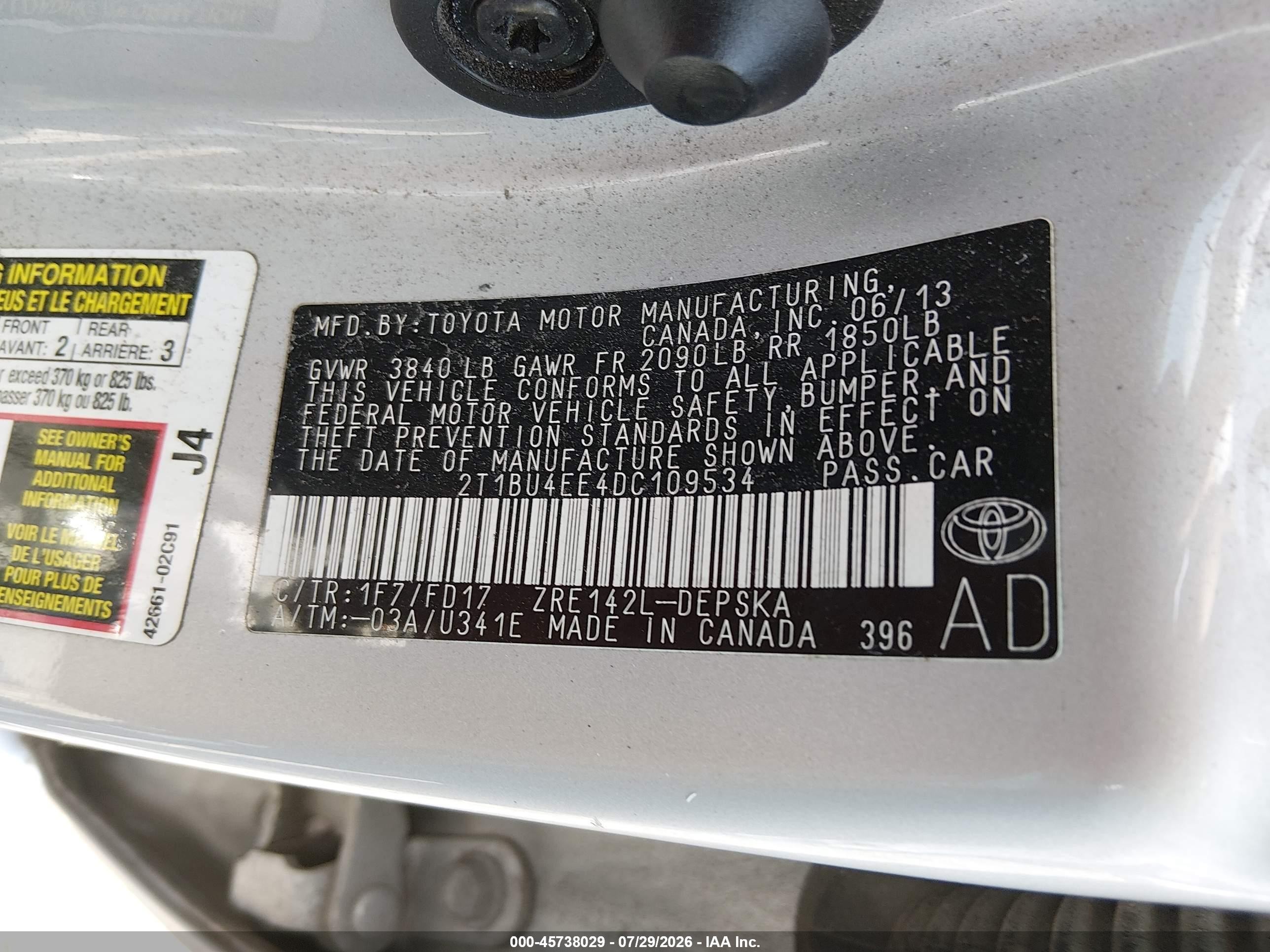 2013 Toyota Corolla S Серебряный vin: 2T1BU4EE4DC109534