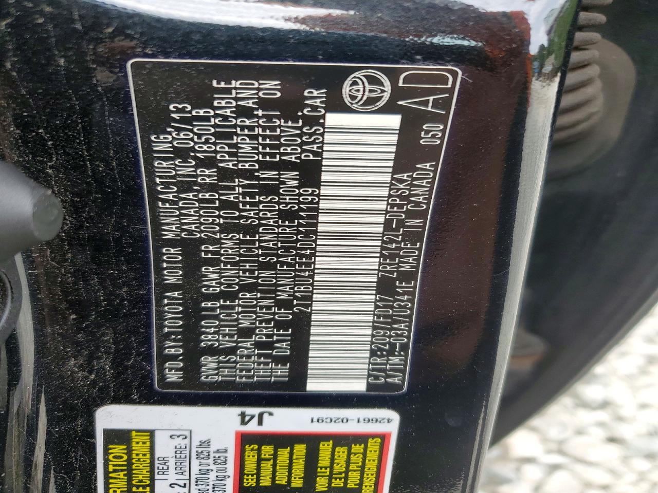 2013 Toyota Corolla S Black vin: 2T1BU4EE4DC111199