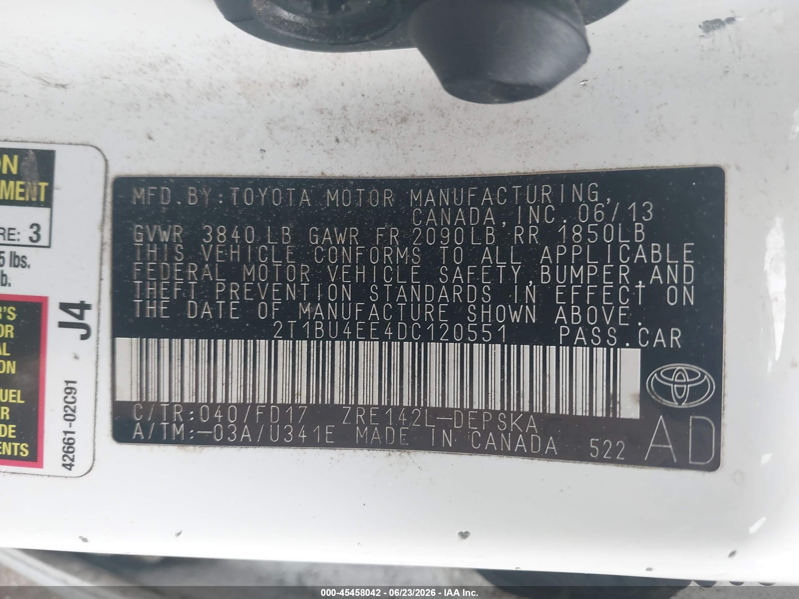 2013 Toyota Corolla S White vin: 2T1BU4EE4DC120551