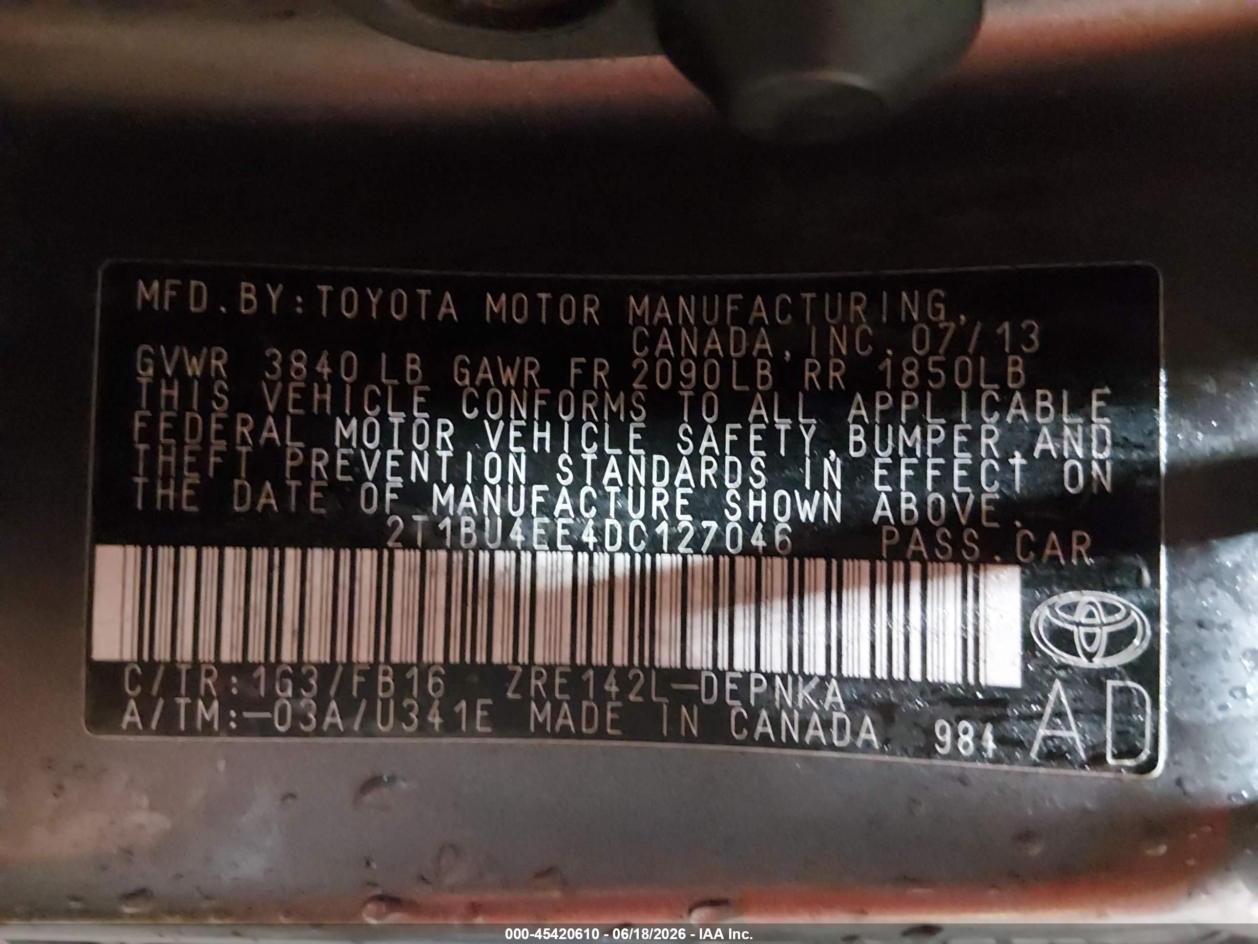 2013 Toyota Corolla Le Серый vin: 2T1BU4EE4DC127046