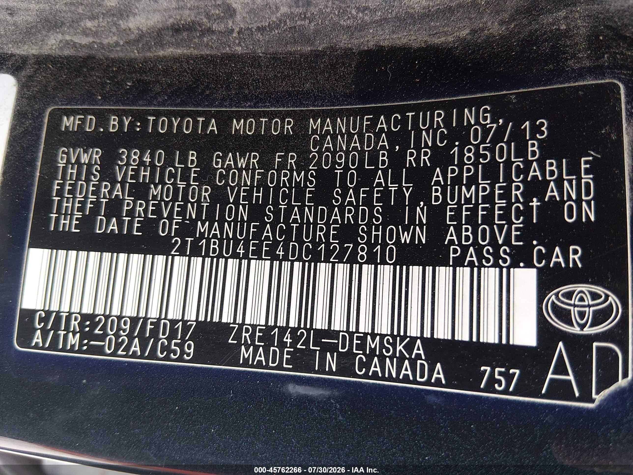 2013 Toyota Corolla S Black vin: 2T1BU4EE4DC127810