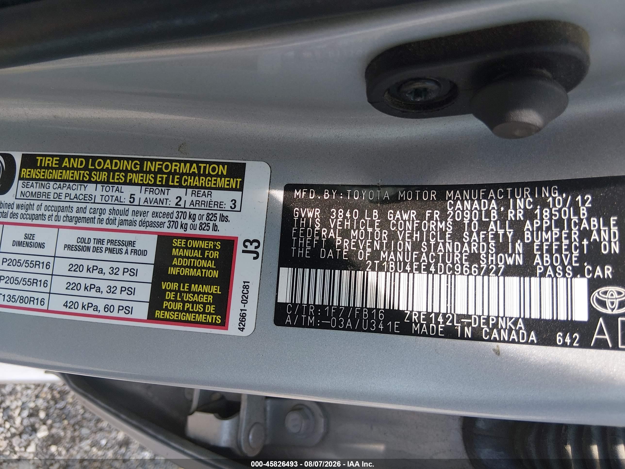 2013 Toyota Corolla Le Silver vin: 2T1BU4EE4DC966727