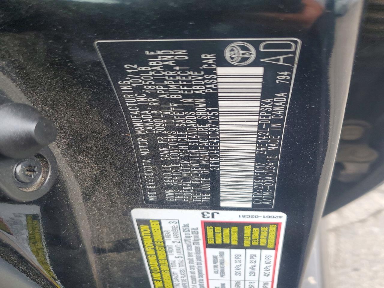 2013 Toyota Corolla S Black vin: 2T1BU4EE4DC971751