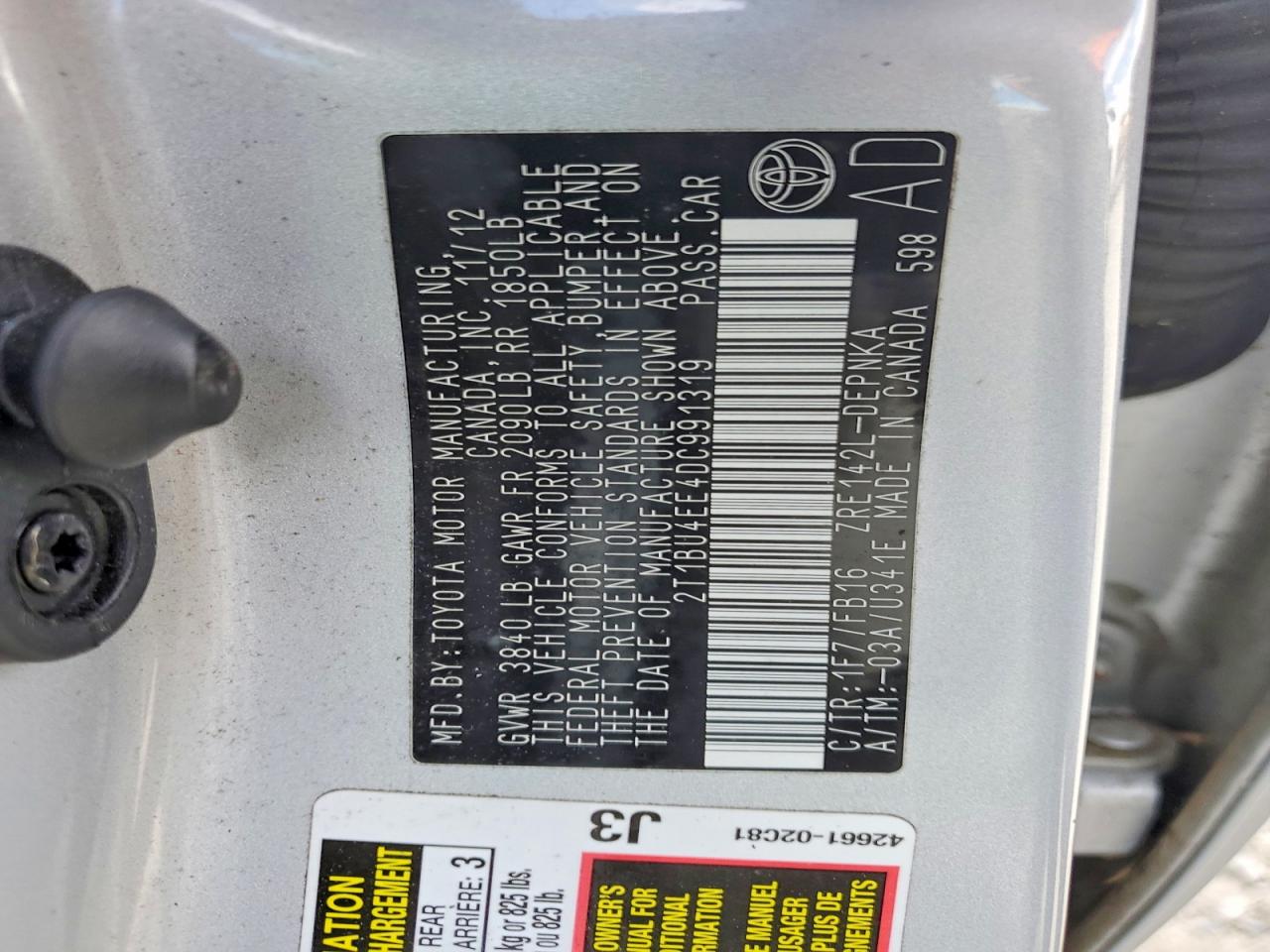 2013 Toyota Corolla Le Silver vin: 2T1BU4EE4DC991319