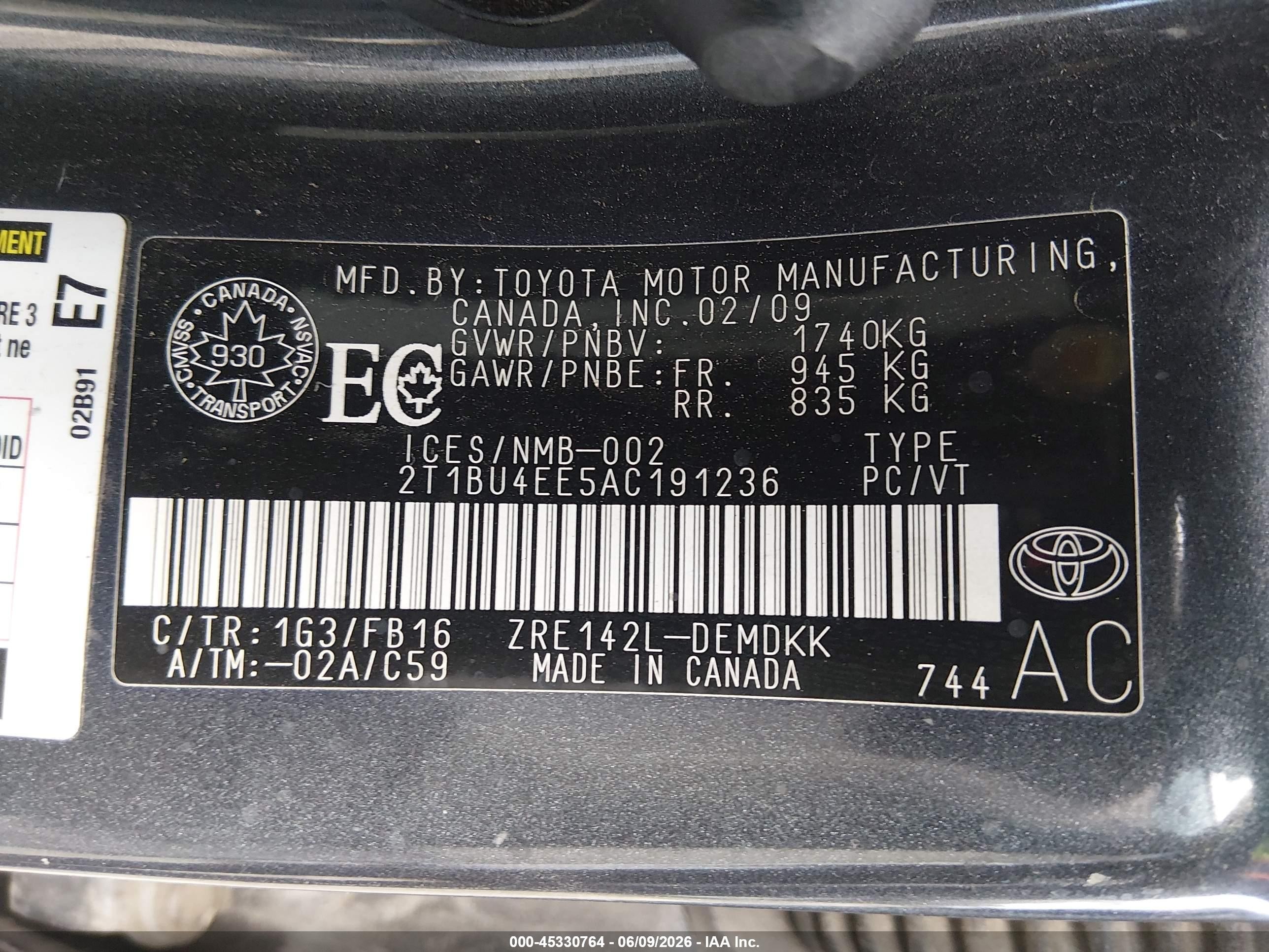 2010 Toyota Corolla Ce Серый vin: 2T1BU4EE5AC191236