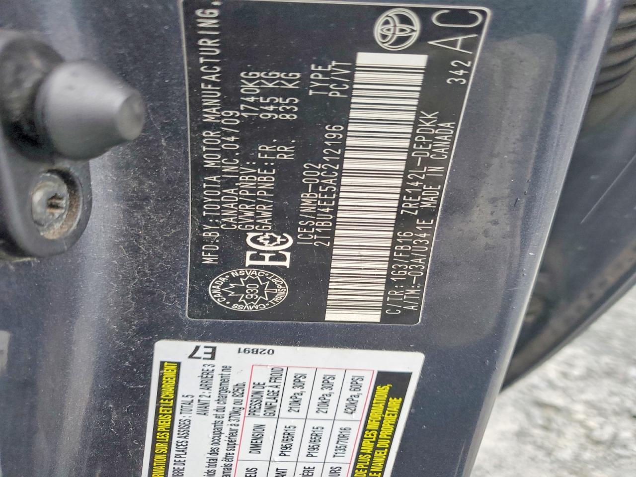 2010 Toyota Corolla Ce 4dr Gray vin: 2T1BU4EE5AC212196
