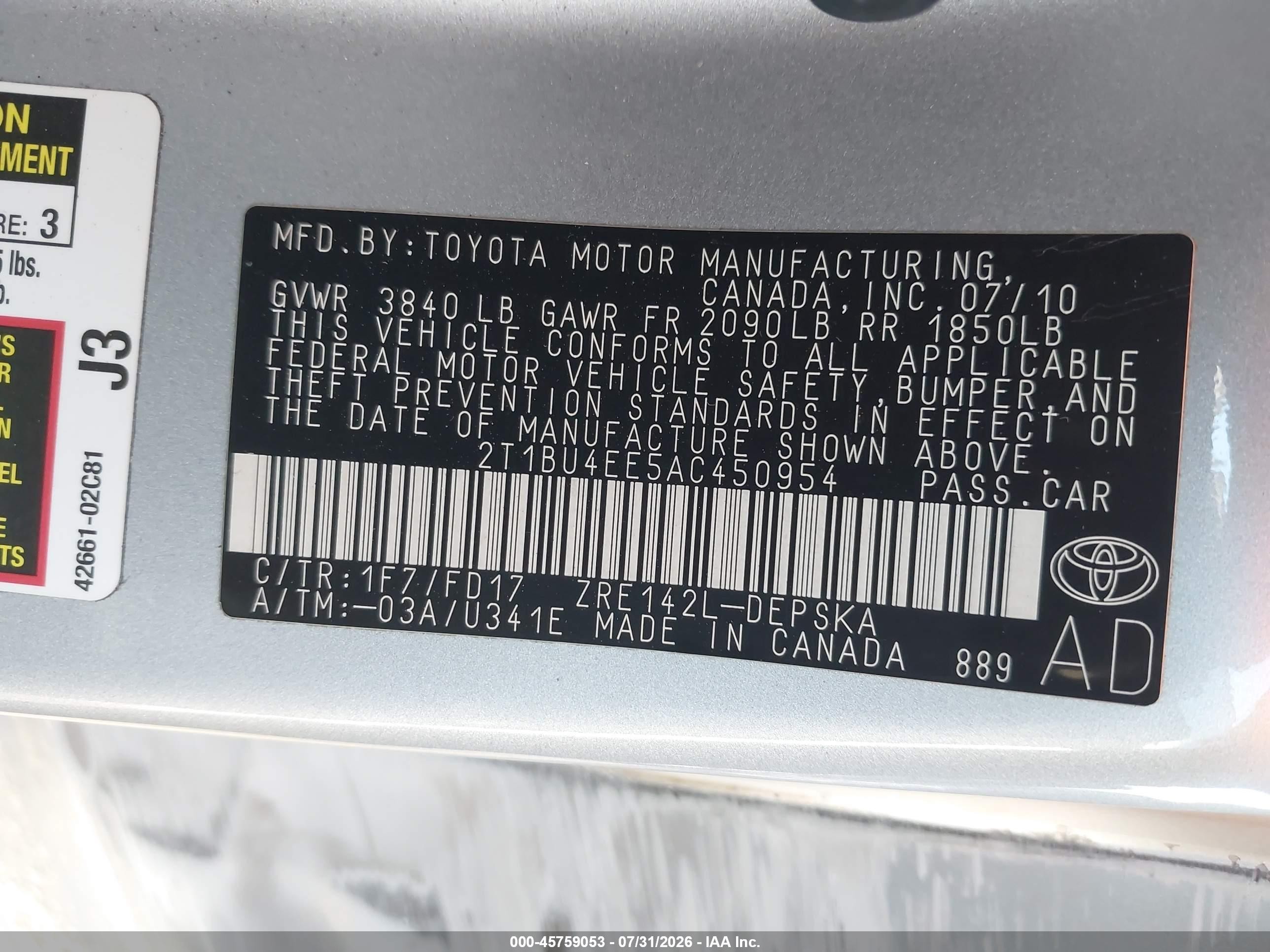 2010 Toyota Corolla S Silver vin: 2T1BU4EE5AC450954
