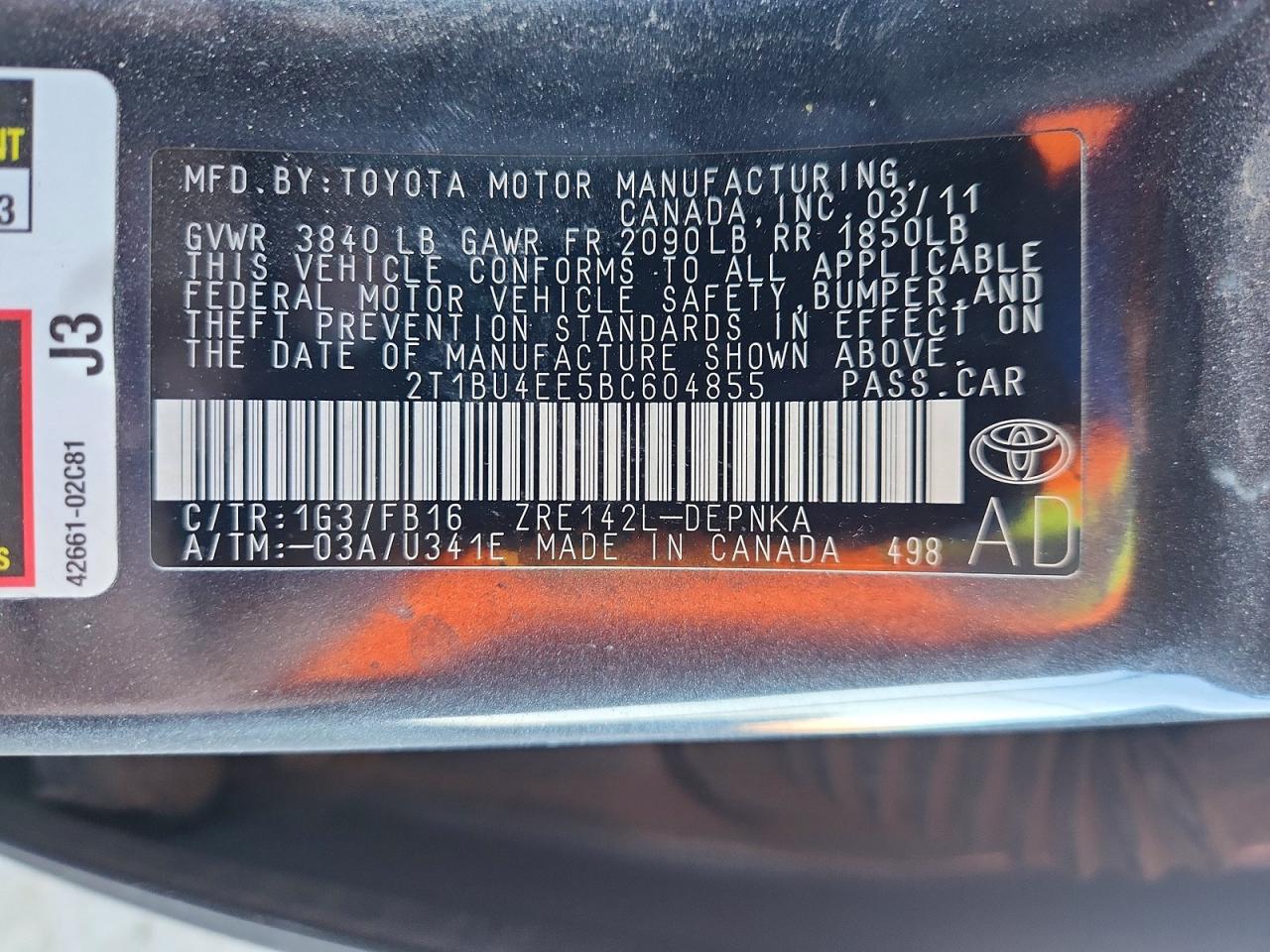 2011 Toyota Corolla Le Gray vin: 2T1BU4EE5BC604855