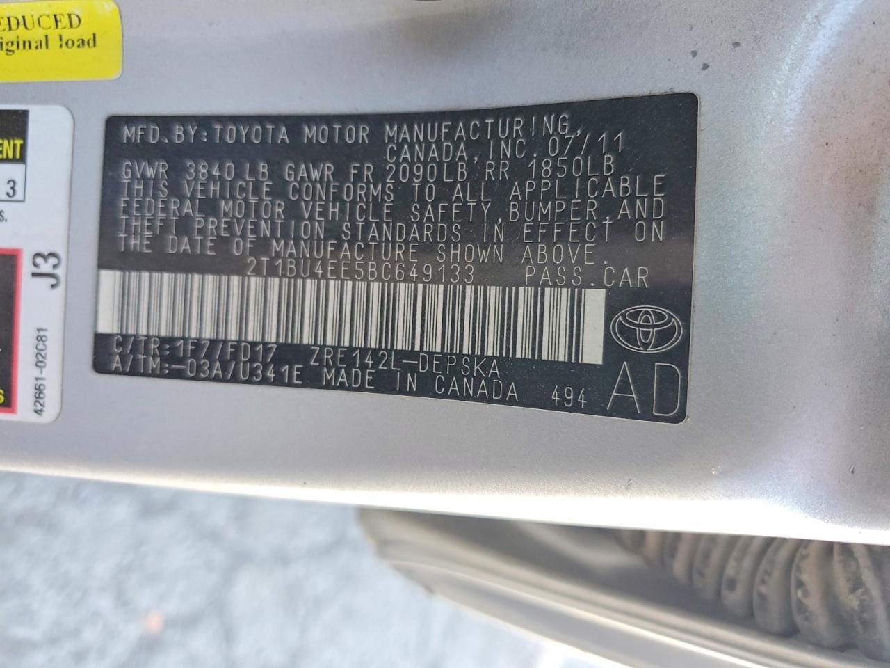 2011 Toyota Corolla S Silver vin: 2T1BU4EE5BC649133