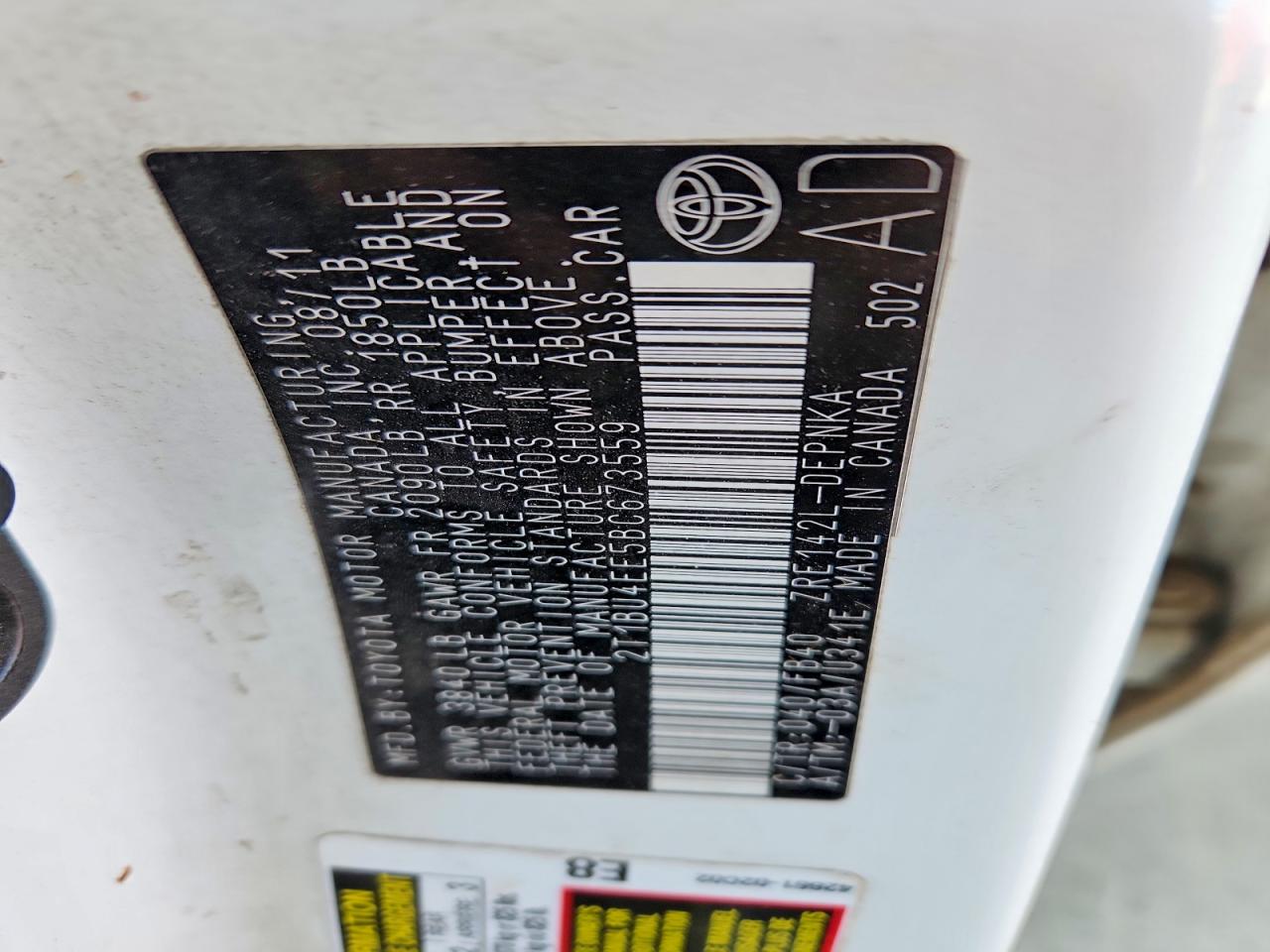 2011 Toyota Corolla Le White vin: 2T1BU4EE5BC673559