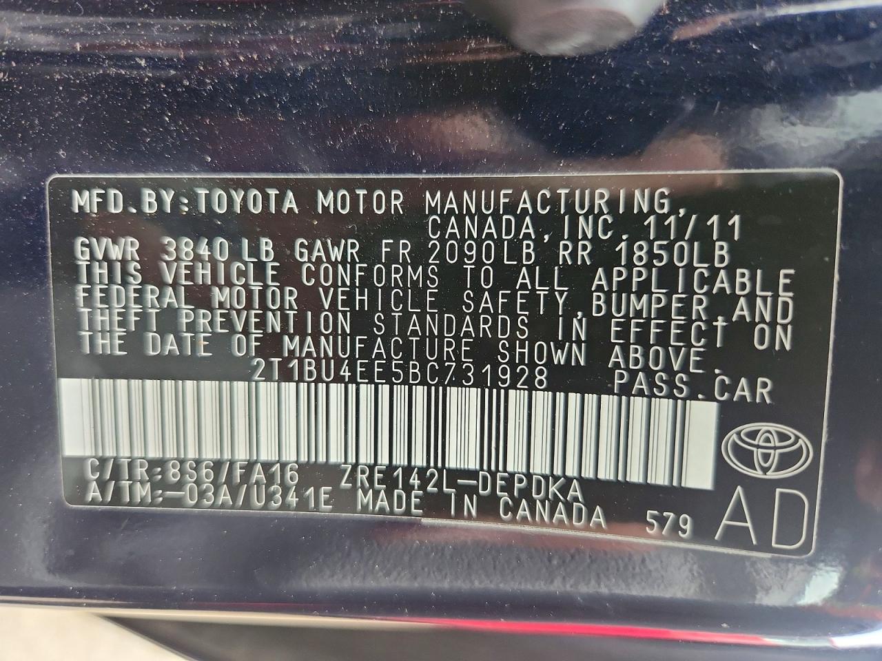 2011 Toyota Corolla Base Синий vin: 2T1BU4EE5BC731928