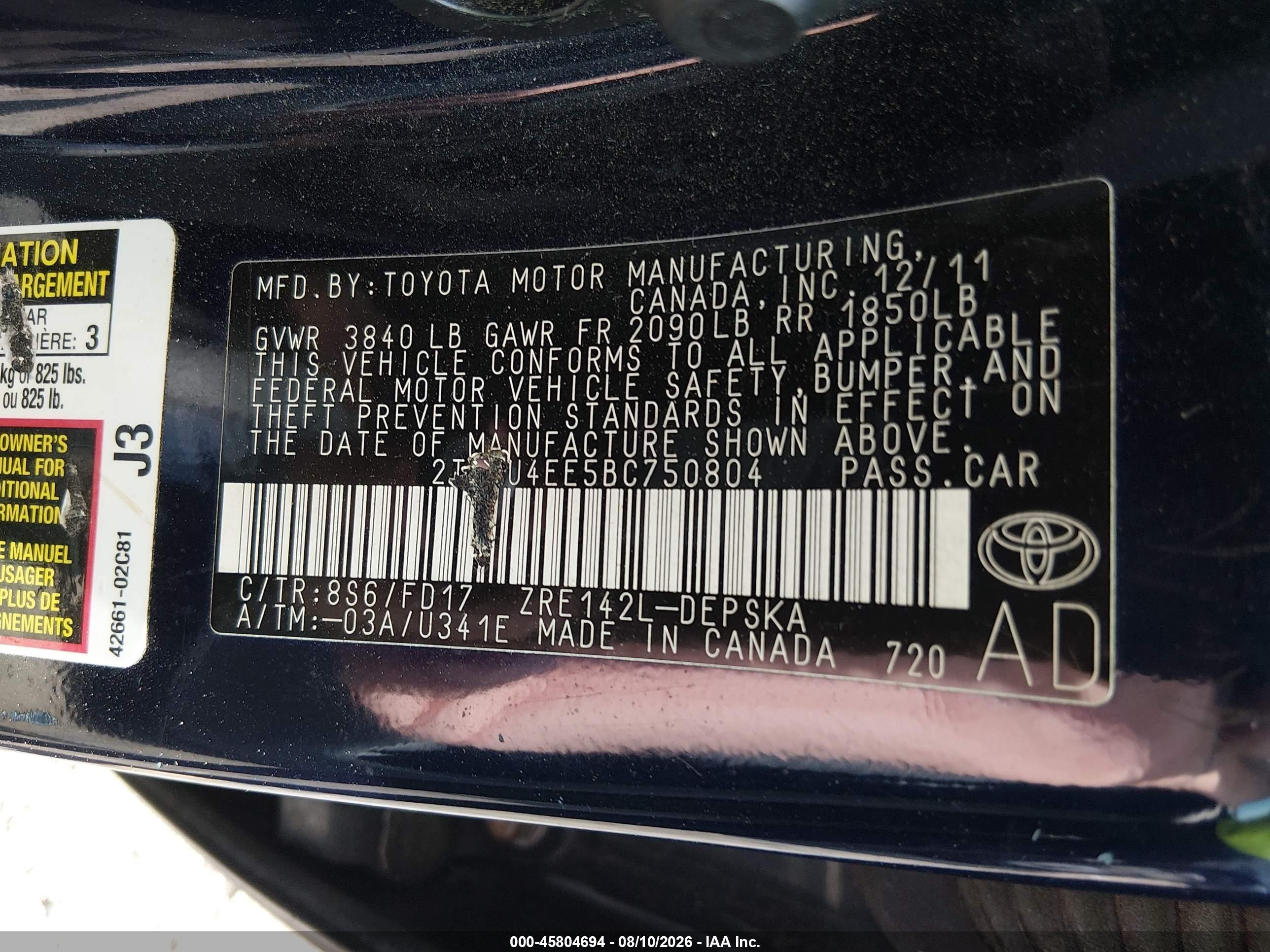 2011 Toyota Corolla S Синий vin: 2T1BU4EE5BC750804