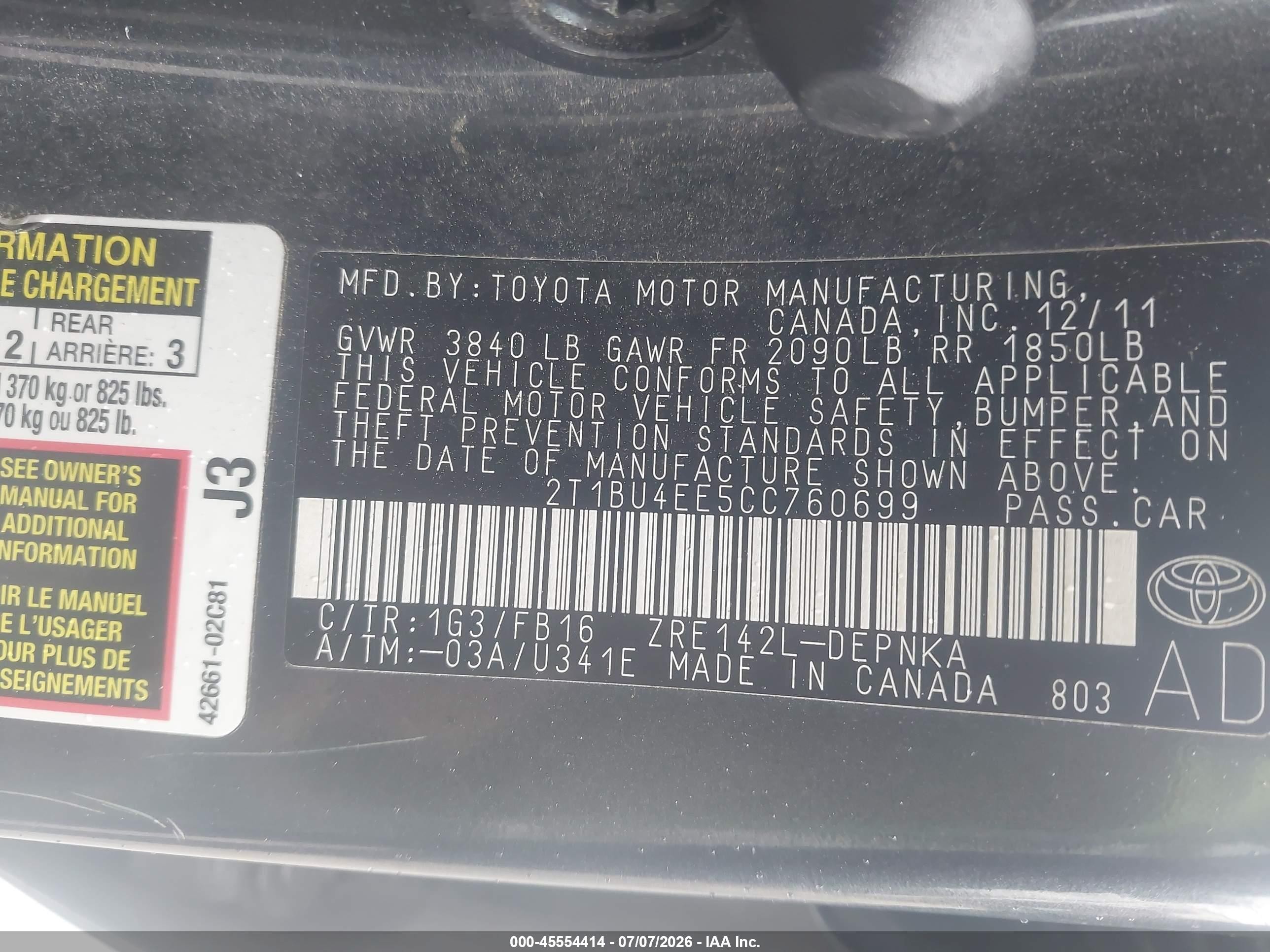 2012 Toyota Corolla Le Gray vin: 2T1BU4EE5CC760699