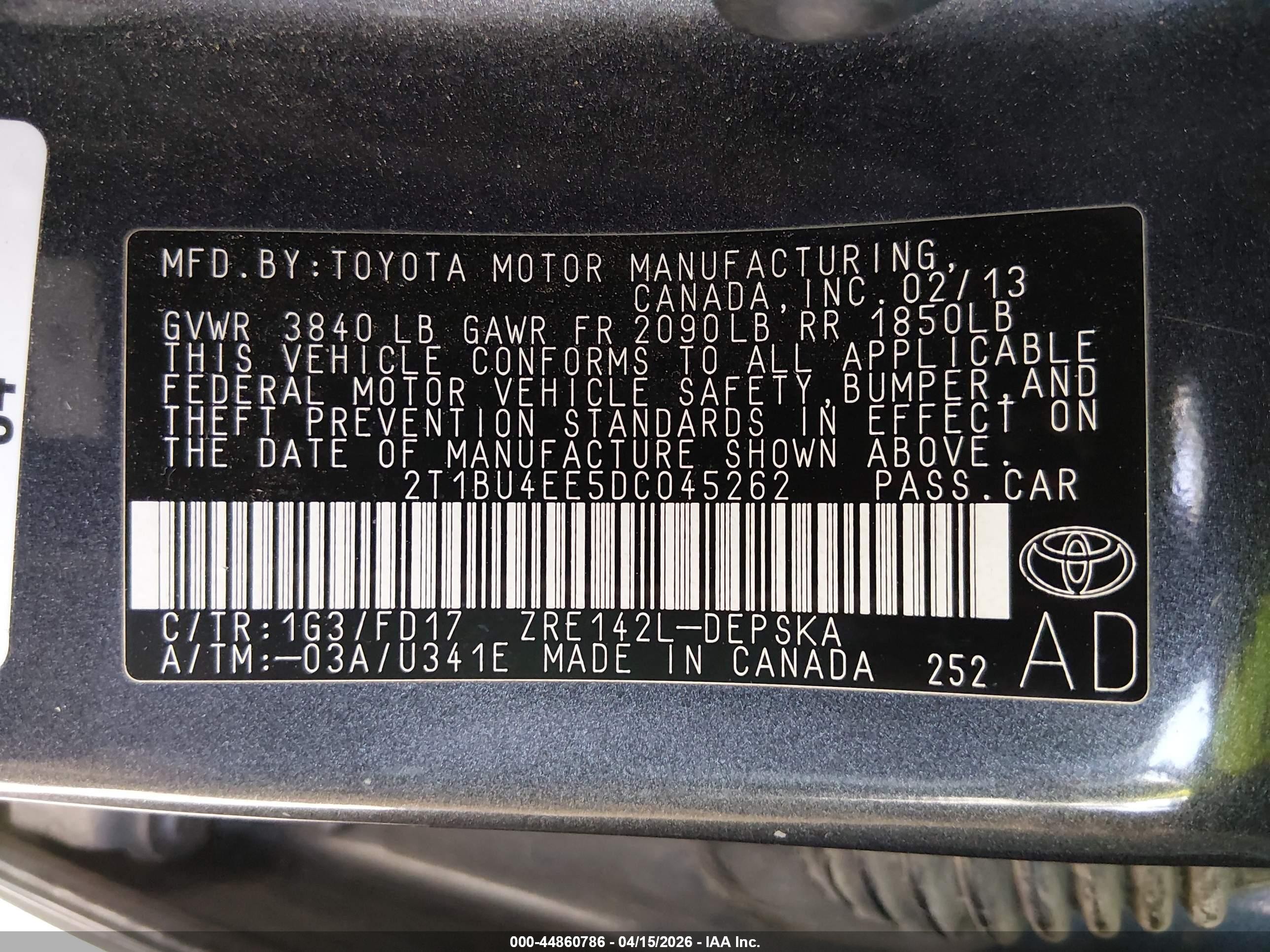 2013 Toyota Corolla S Gray vin: 2T1BU4EE5DC045262