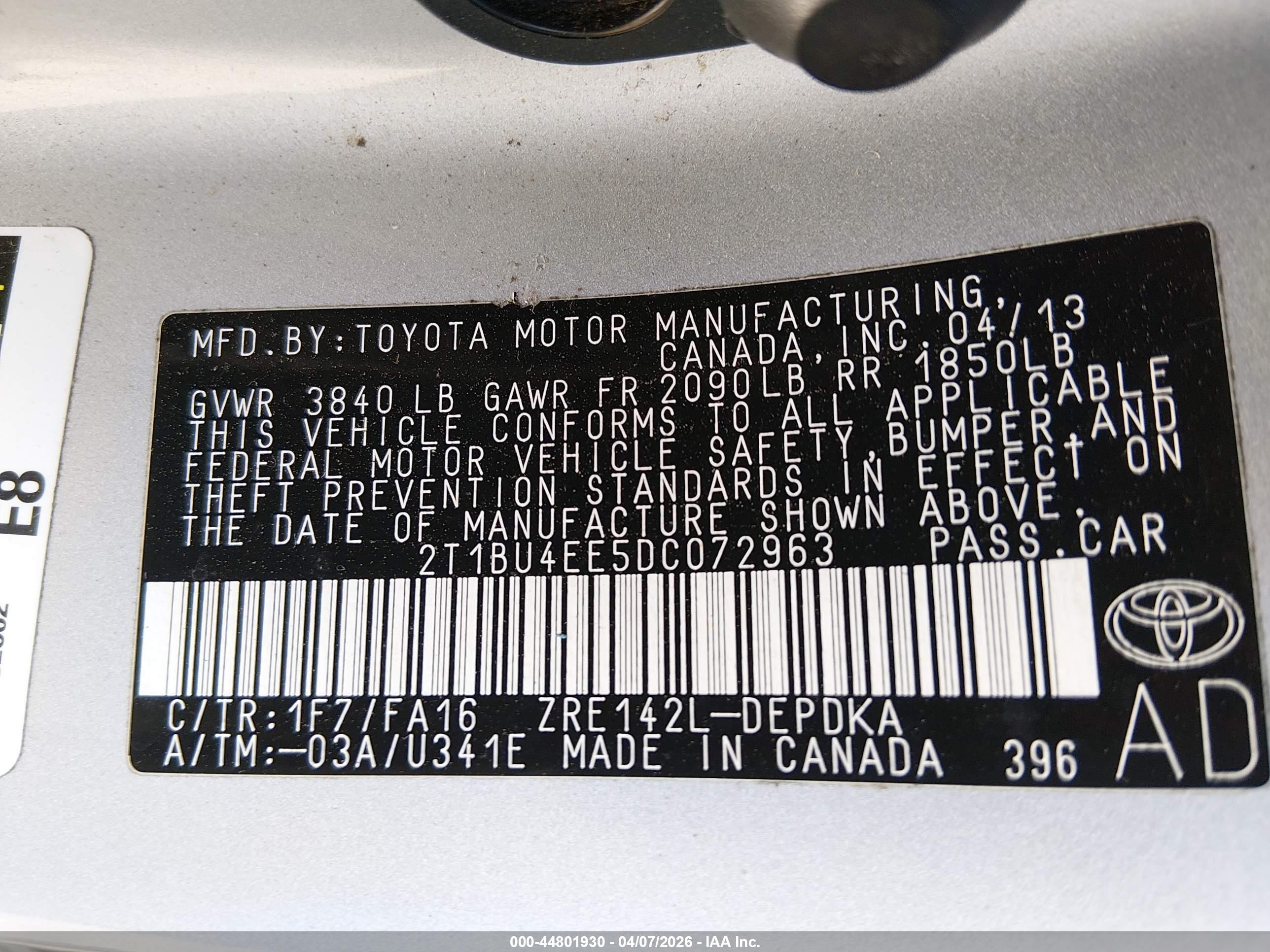 2013 Toyota Corolla L Silver vin: 2T1BU4EE5DC072963