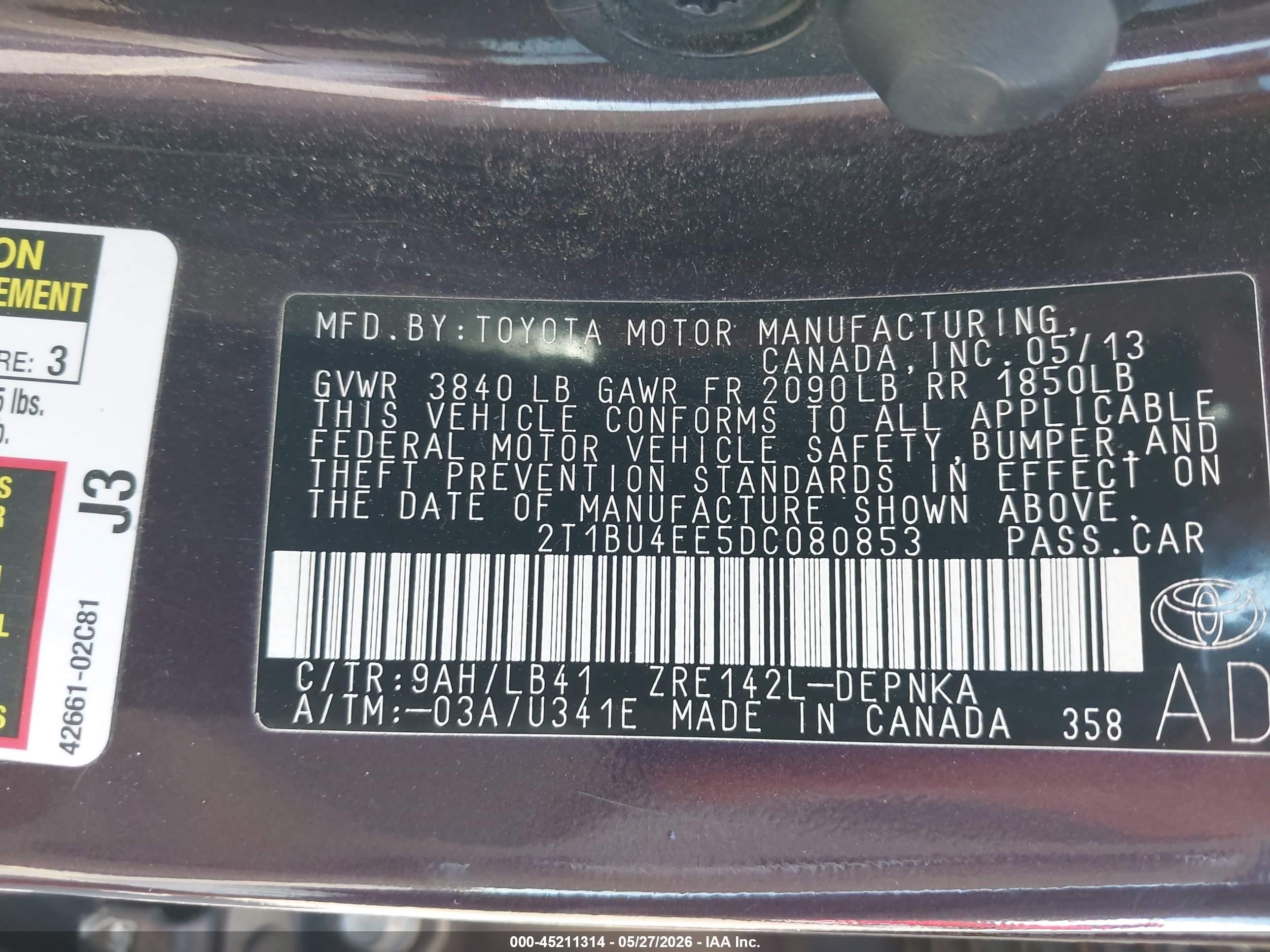 2013 Toyota Corolla Le Special Edition Purple vin: 2T1BU4EE5DC080853