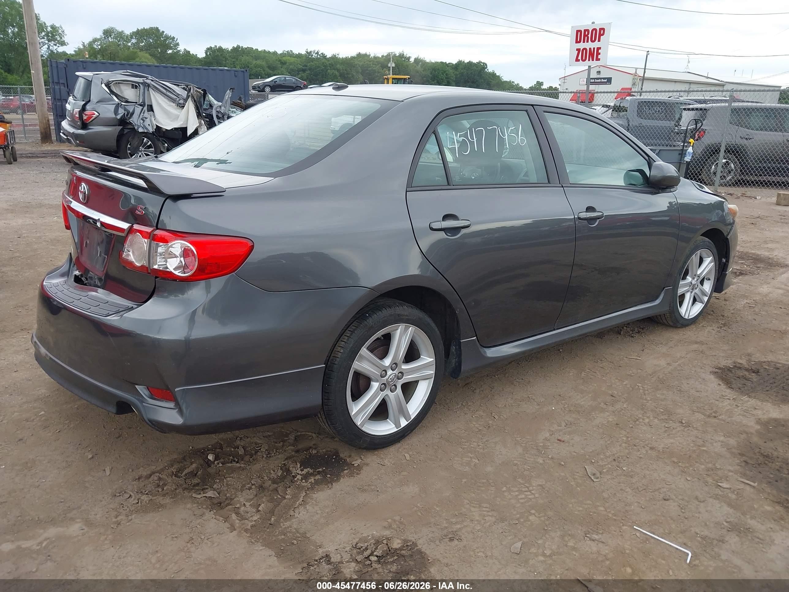2013 Toyota Corolla S Gray vin: 2T1BU4EE5DC109672
