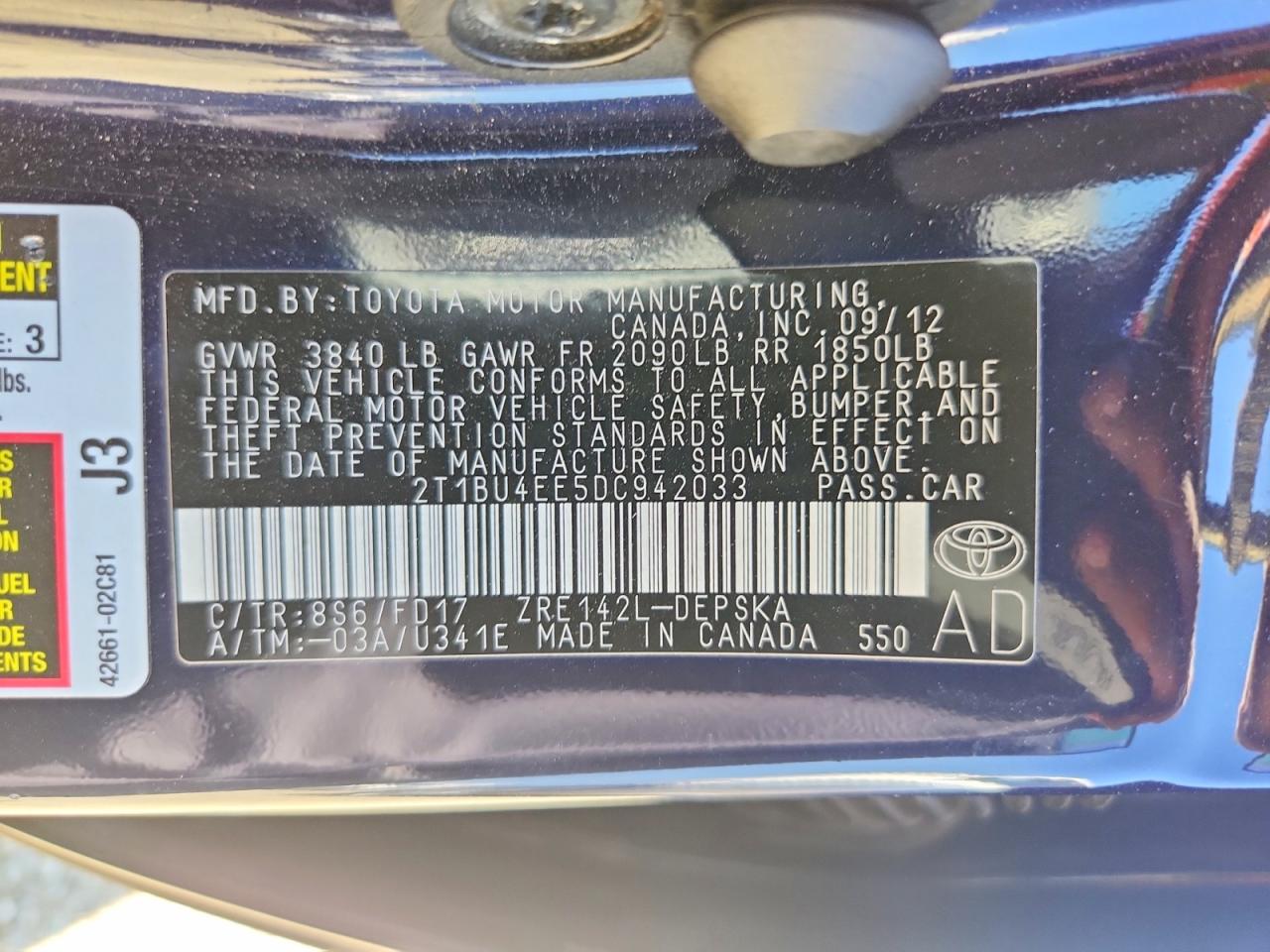 2013 Toyota Corolla L Blue vin: 2T1BU4EE5DC942033