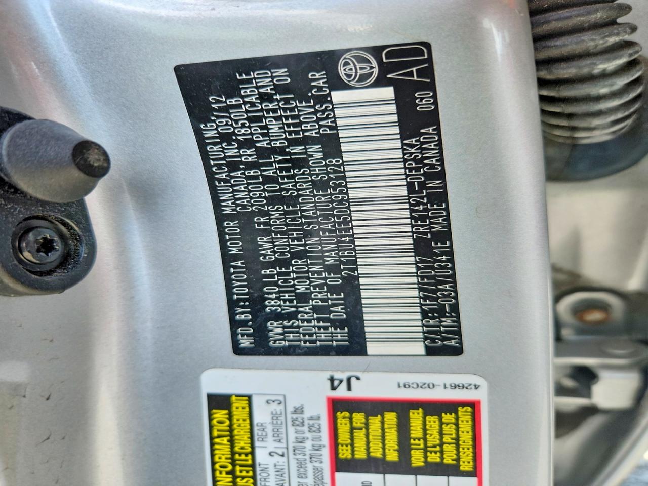 2013 Toyota Corolla S Silver vin: 2T1BU4EE5DC953128