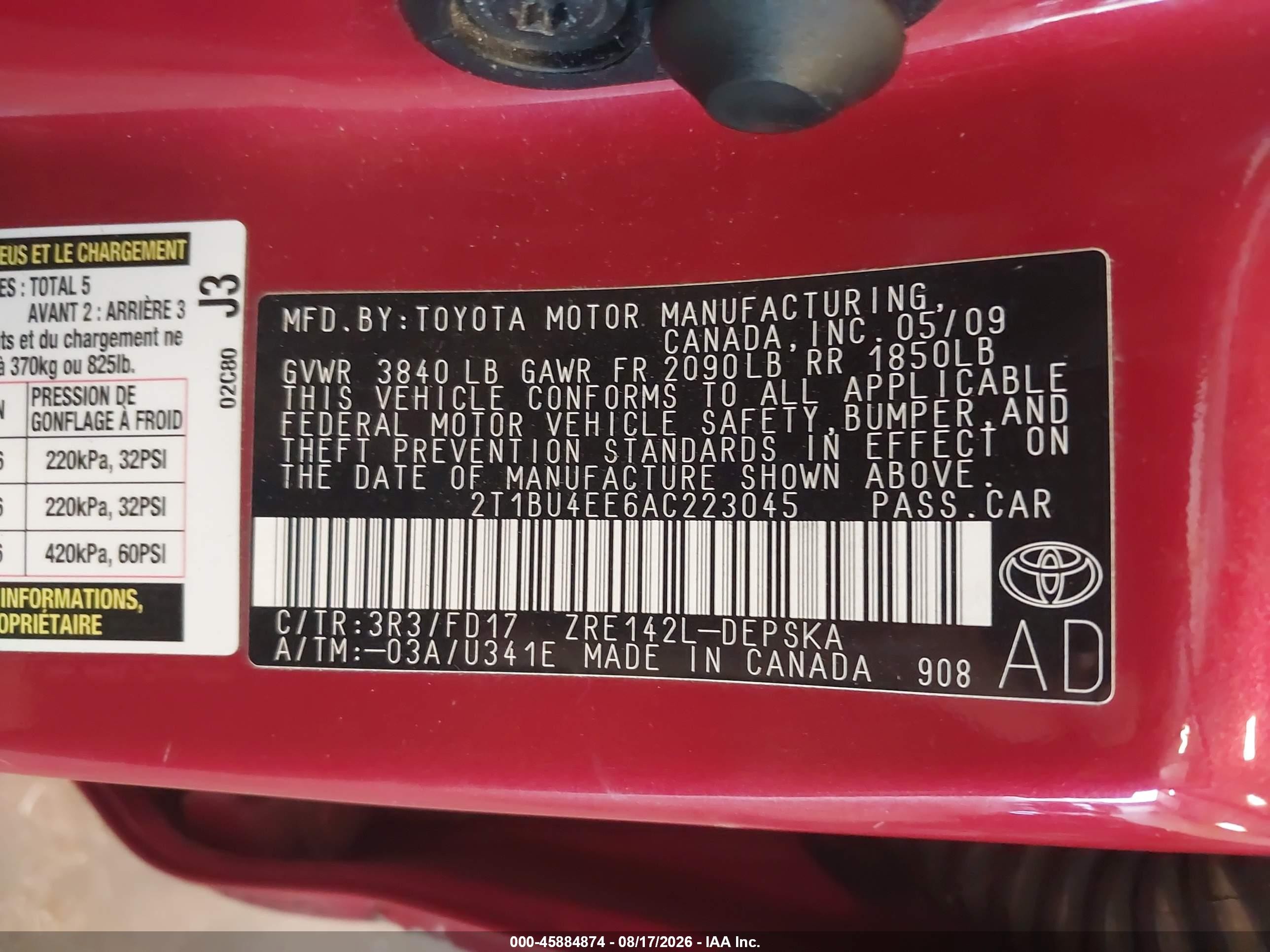 2010 Toyota Corolla S Red vin: 2T1BU4EE6AC223045
