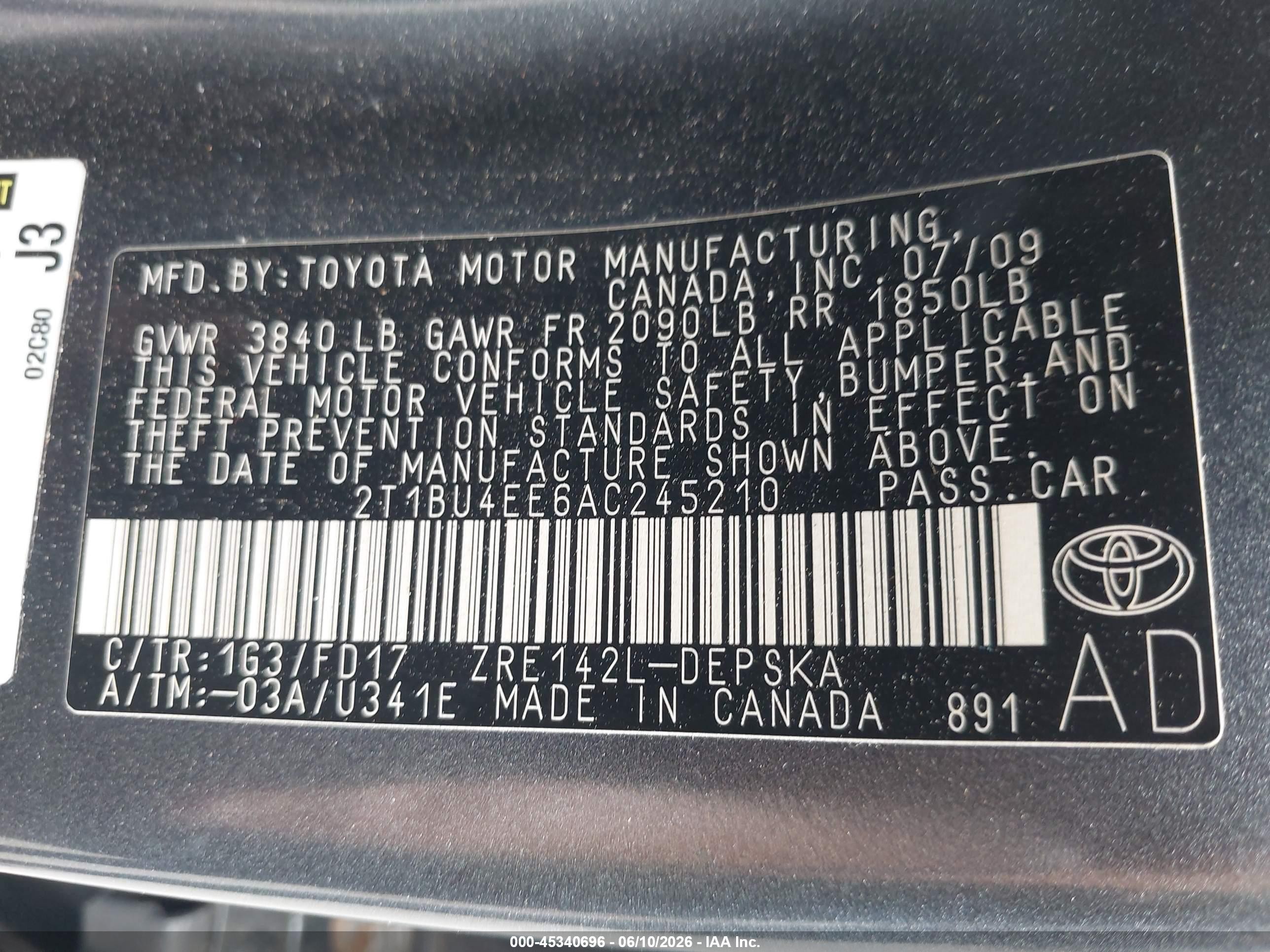 2010 Toyota Corolla S Gray vin: 2T1BU4EE6AC245210