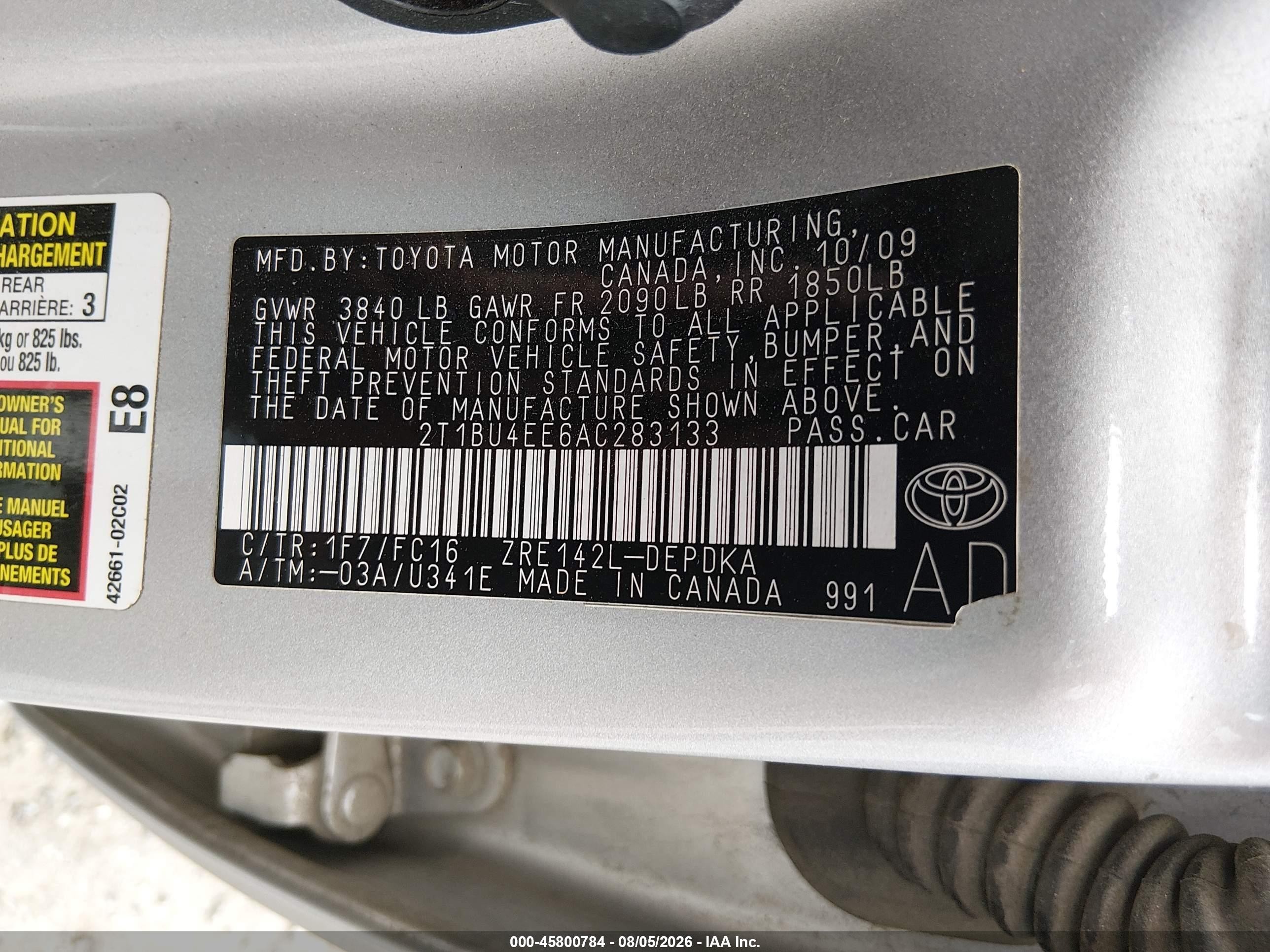 2010 Toyota Corolla Le Silver vin: 2T1BU4EE6AC283133