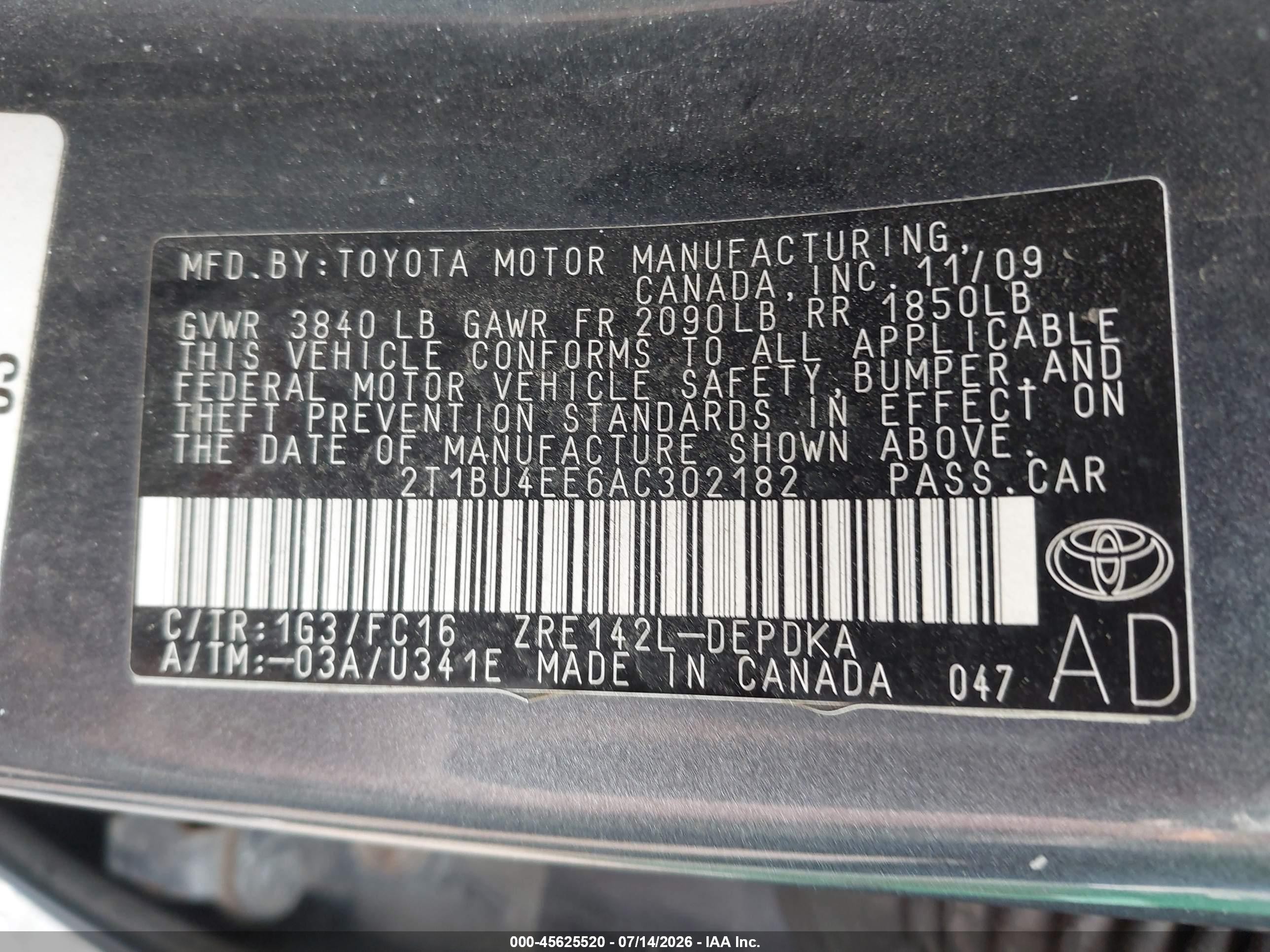 2010 Toyota Corolla Le Gray vin: 2T1BU4EE6AC302182