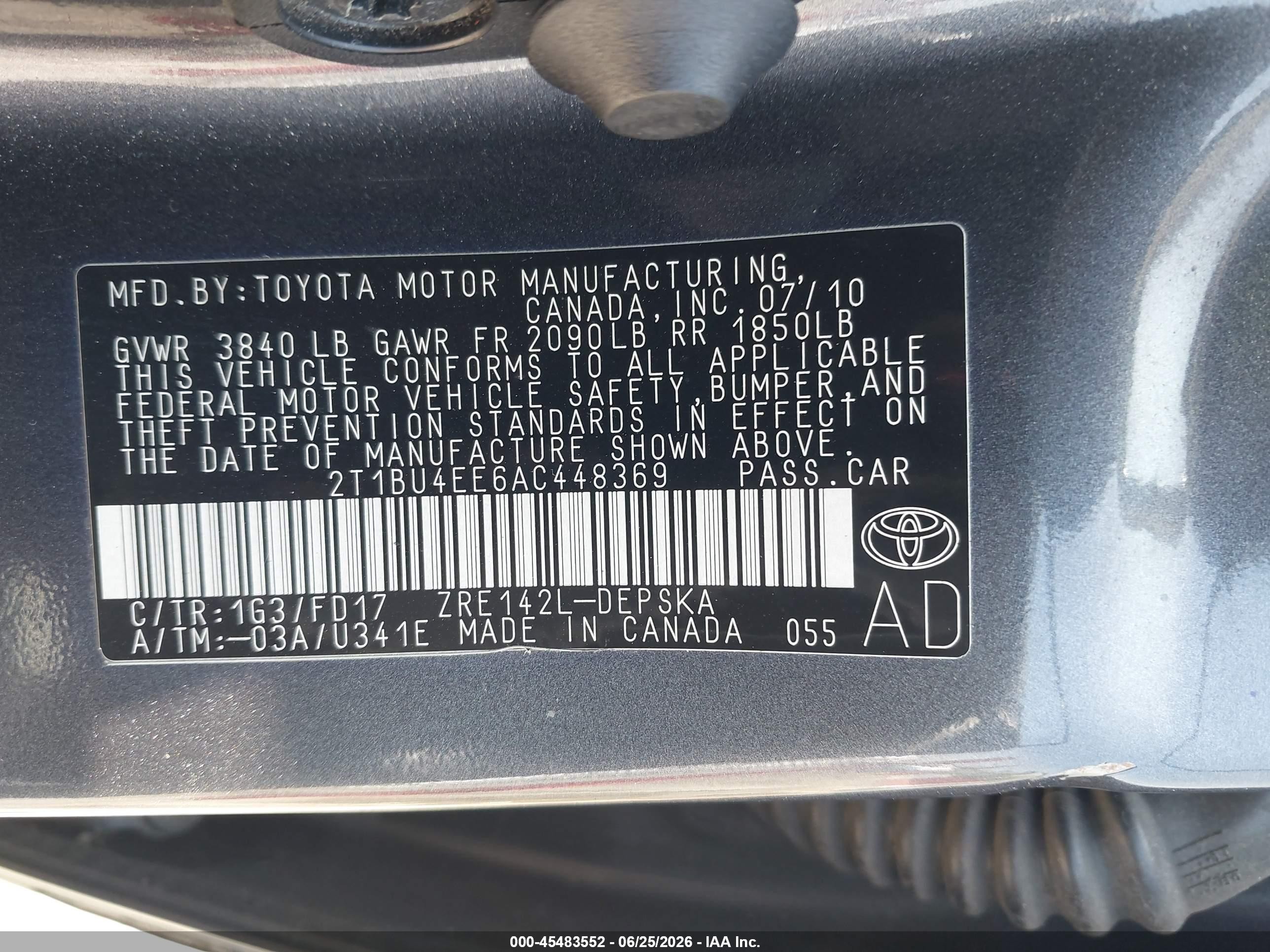 2010 Toyota Corolla S Gray vin: 2T1BU4EE6AC448369
