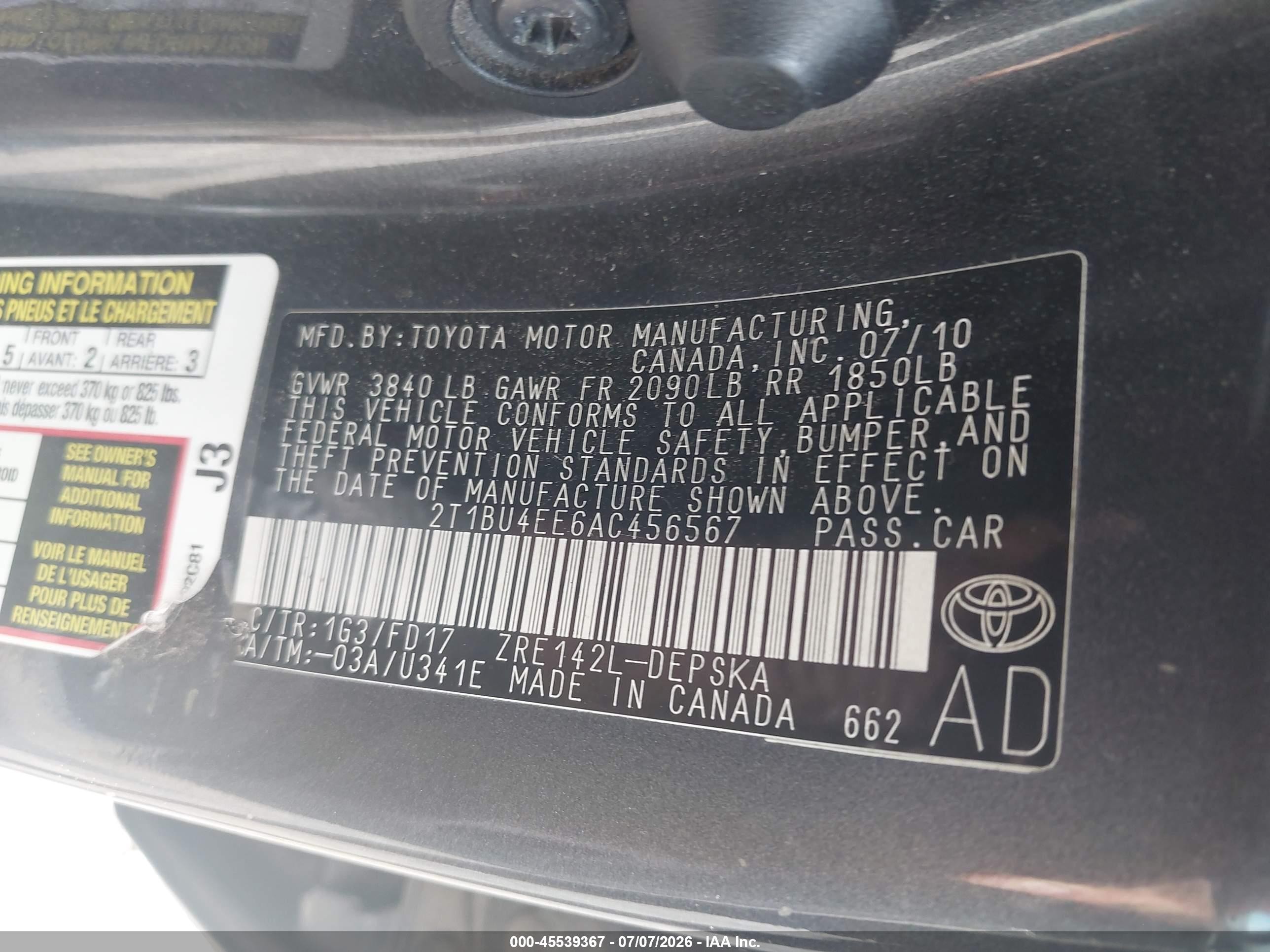 2010 Toyota Corolla S Gray vin: 2T1BU4EE6AC456567