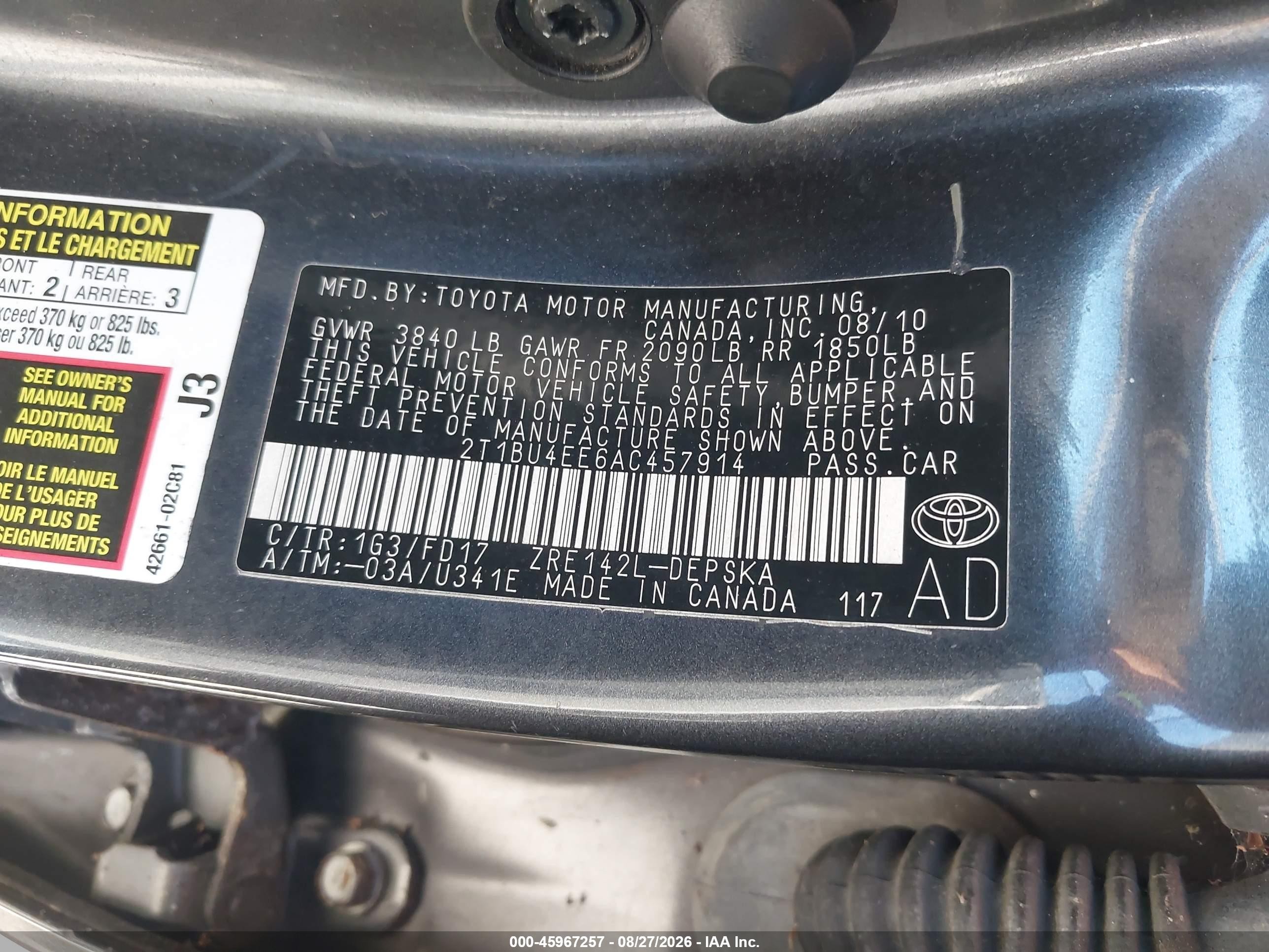 2010 Toyota Corolla S Серый vin: 2T1BU4EE6AC457914