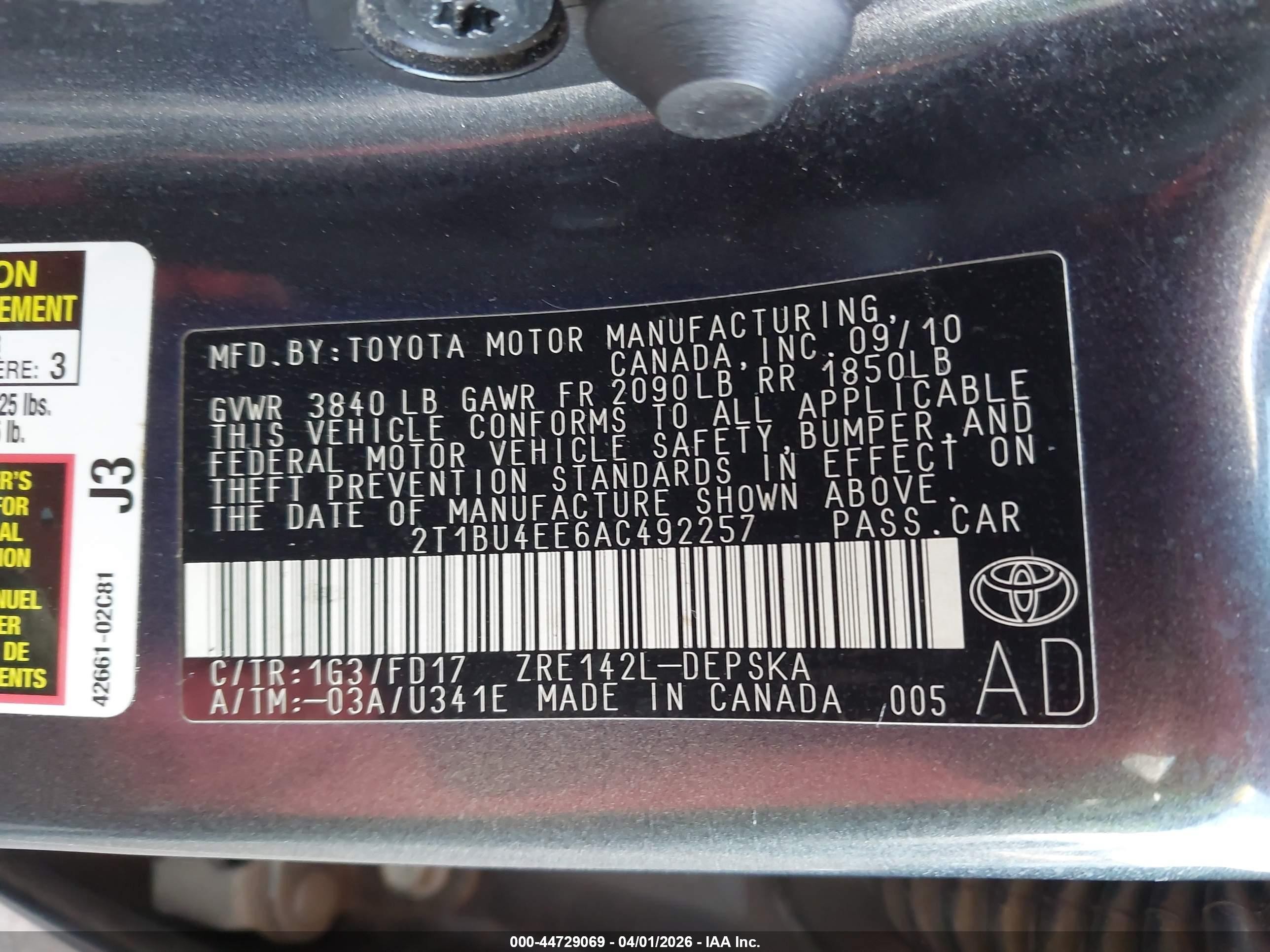 2010 Toyota Corolla S Gray vin: 2T1BU4EE6AC492257
