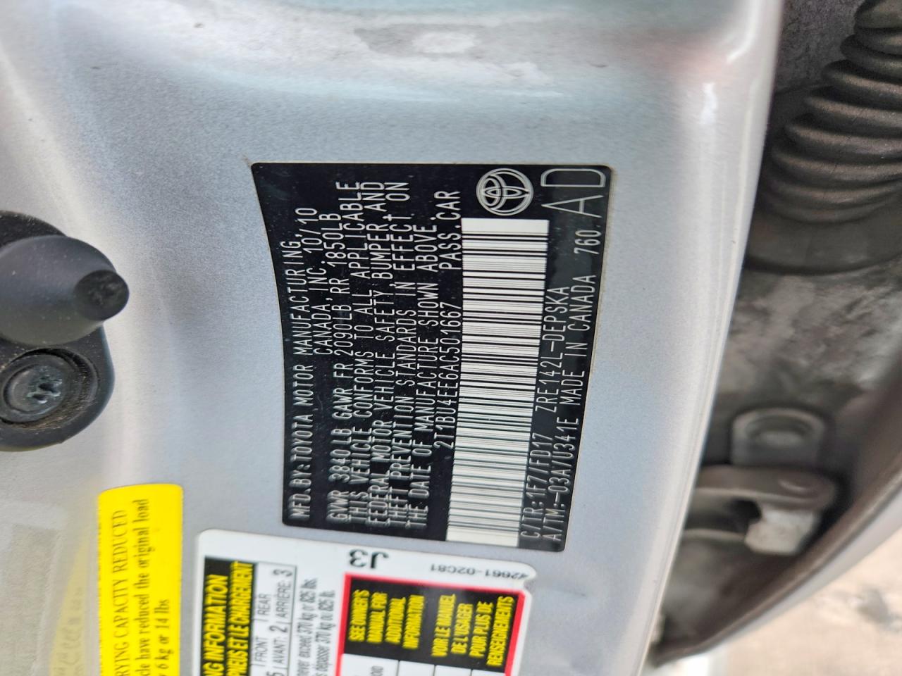 2010 Toyota Corolla S Silver vin: 2T1BU4EE6AC501667
