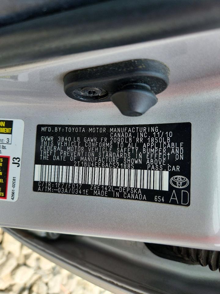 2010 Toyota Corolla S Silver vin: 2T1BU4EE6AC521885