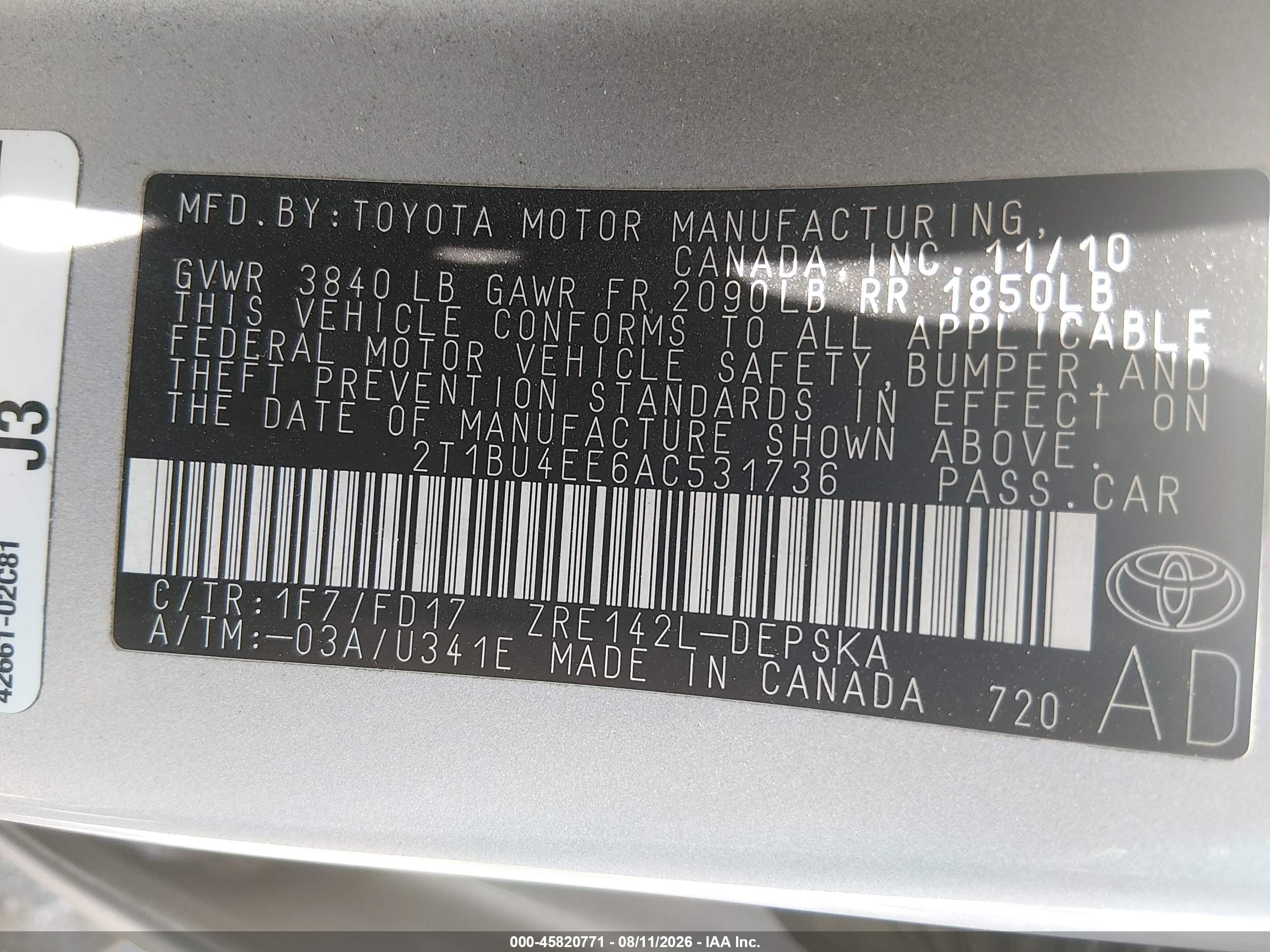 2010 Toyota Corolla S Серебряный vin: 2T1BU4EE6AC531736