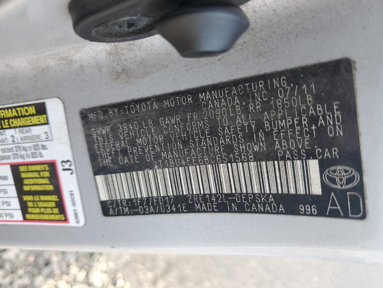 2011 Toyota Corolla S Silver vin: 2T1BU4EE6BC651568