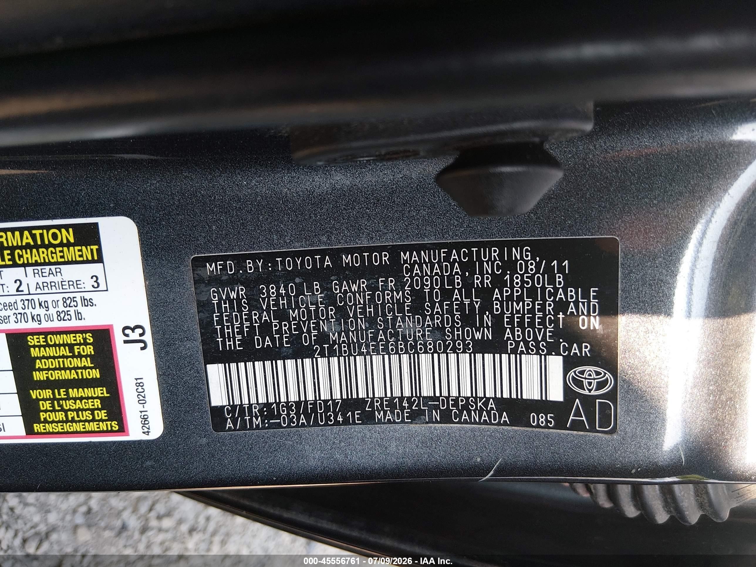 2011 Toyota Corolla S Серый vin: 2T1BU4EE6BC680293